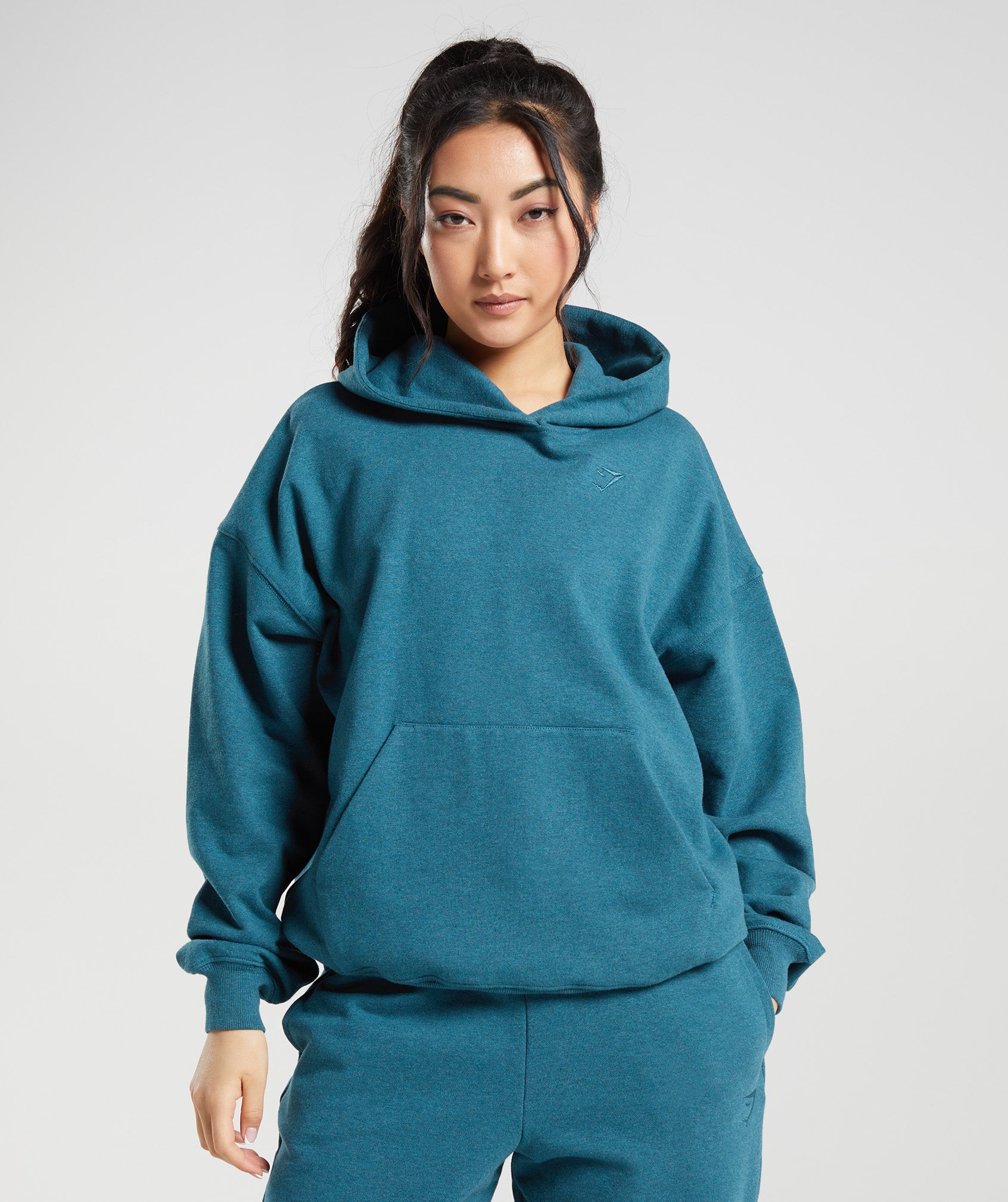 Grey Blue Women's Gymshark Rest Day Sweats Hoodie | QDAVFC-092