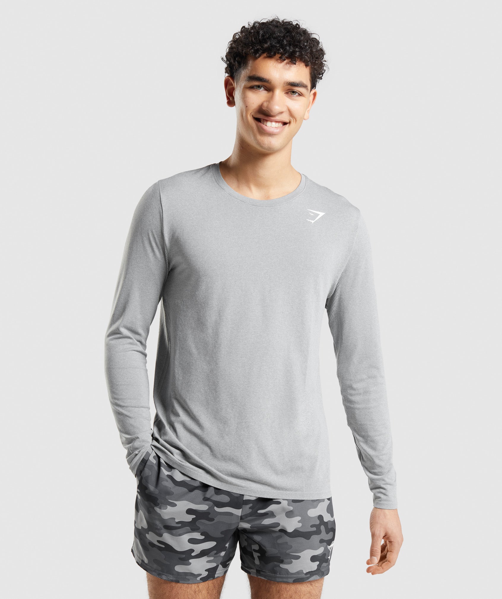 Grey Men's Gymshark Arrival Seamless Long Sleeve T Shirts | RCBEHJ-956