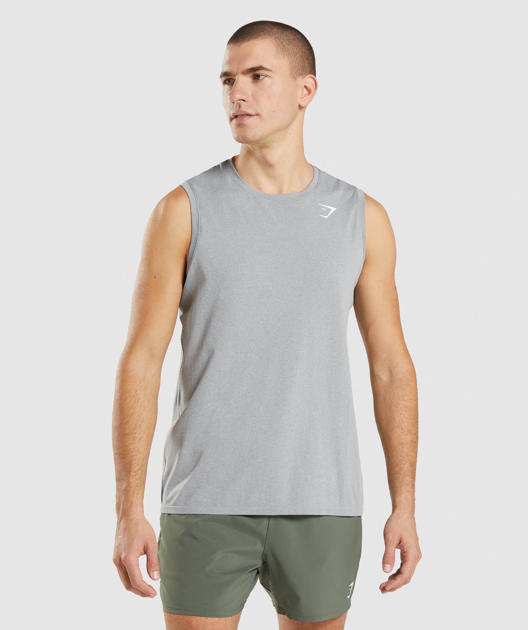 Grey Men's Gymshark Arrival Seamless Tanks | CDBQUJ-725