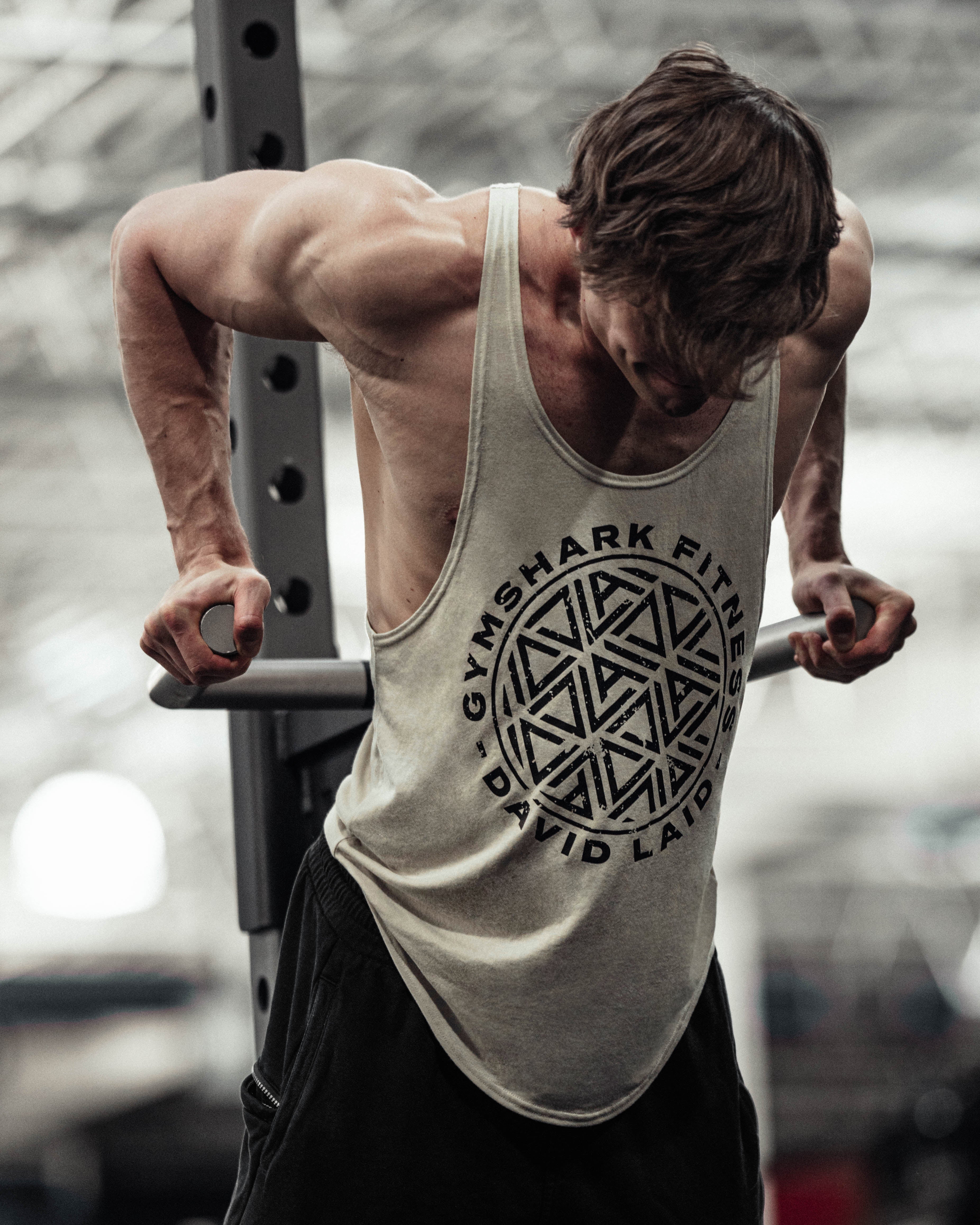 Grey Men's Gymshark GS x David Laid Stringer Vest | NRBYFZ-854