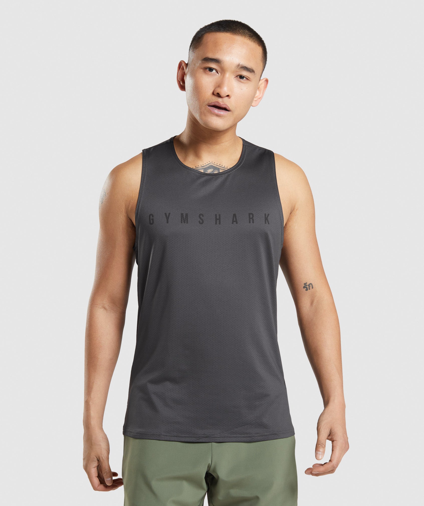 Grey Men's Gymshark Sport Stripe Tanks | GYMDIW-312