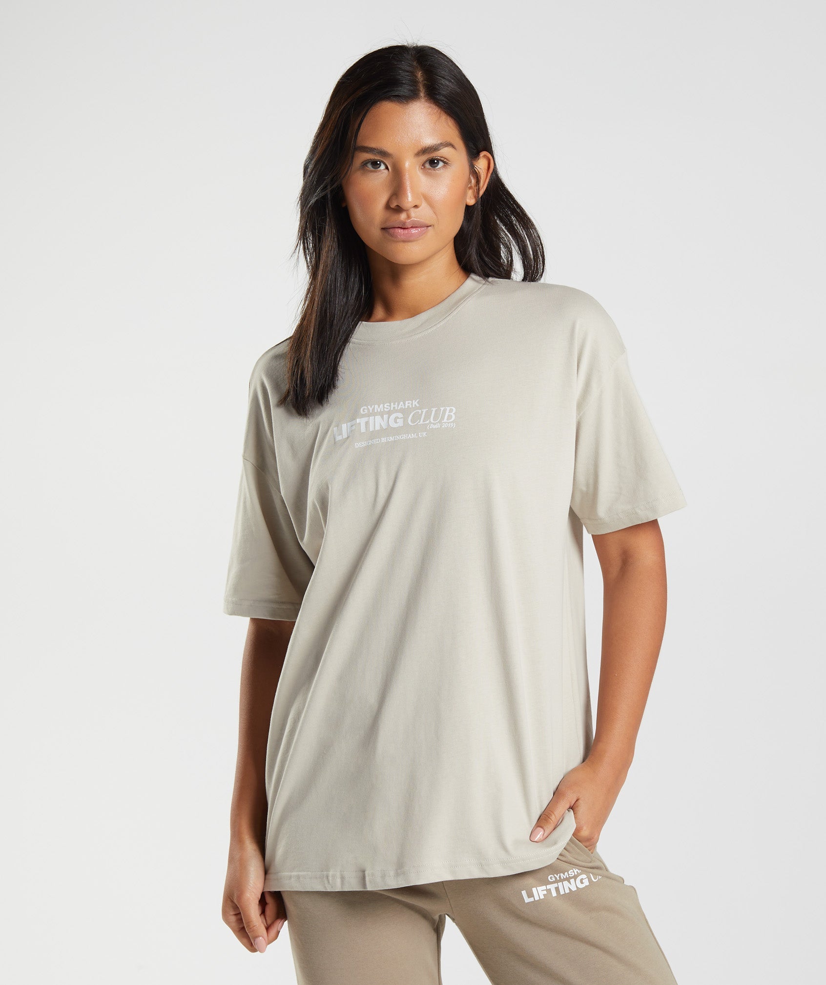 Grey Women's Gymshark Social Club Oversized T Shirts | ZVPAON-308