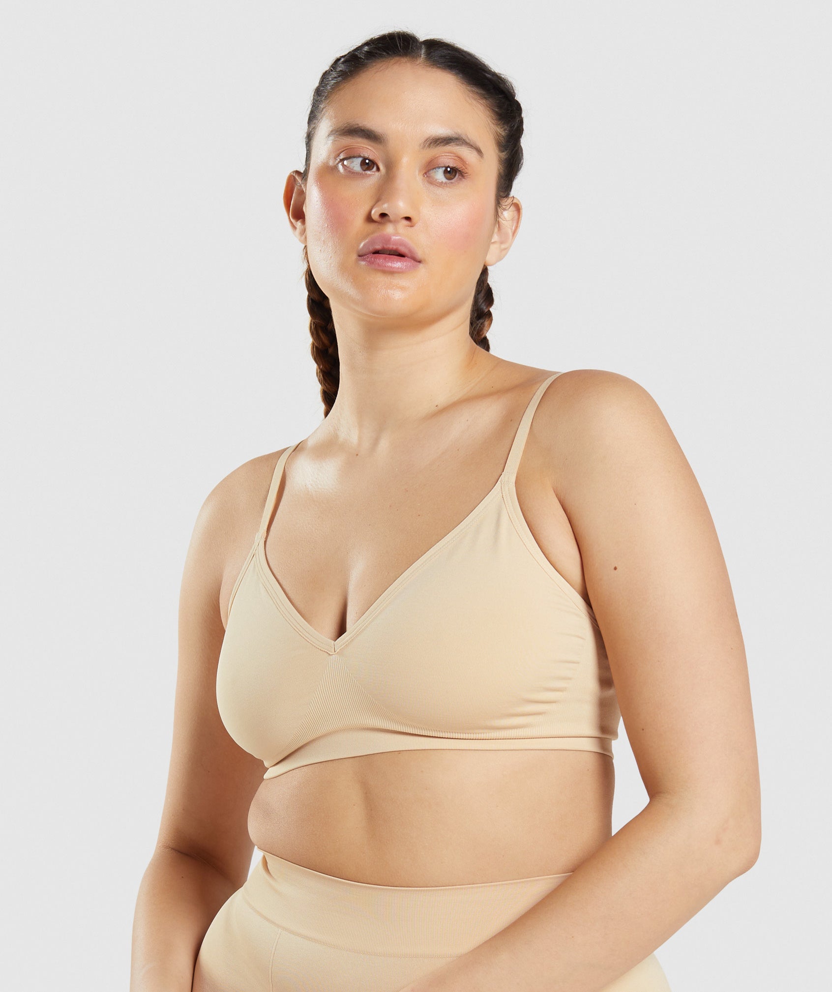 Light Brown Women's Gymshark Seamless Low Neck Sports Bra | LPKEGS-029