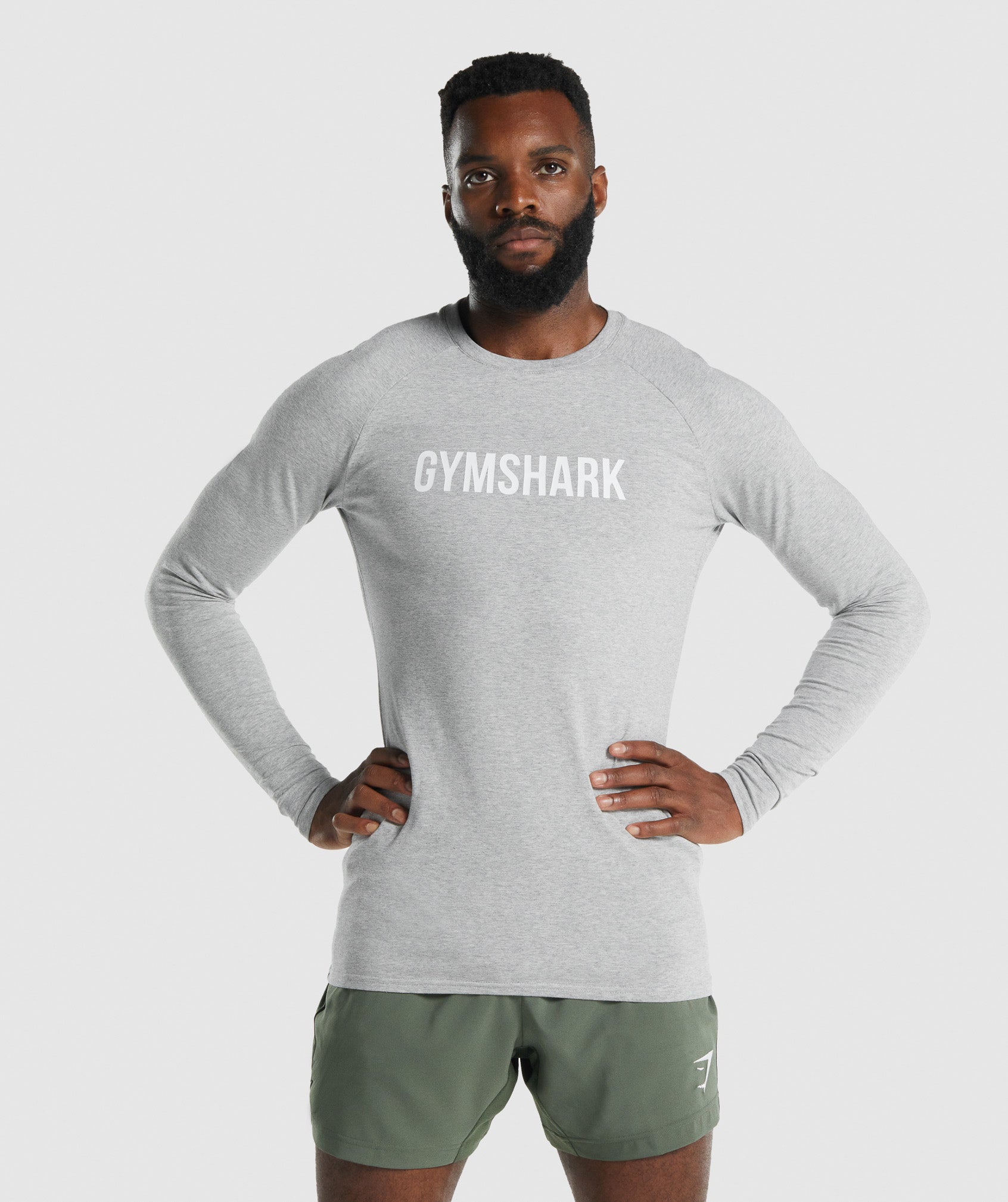 Light Grey Men's Gymshark Apollo Long Sleeve T Shirts | MFNVEJ-582