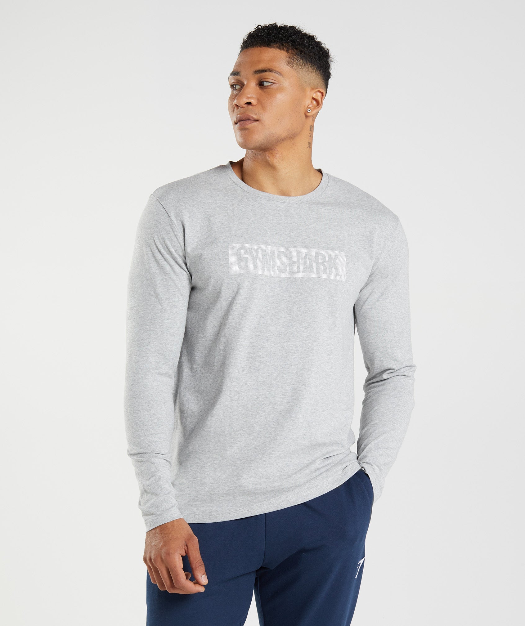 Light Grey Men's Gymshark Block Long Sleeve T Shirts | JMHOQB-965