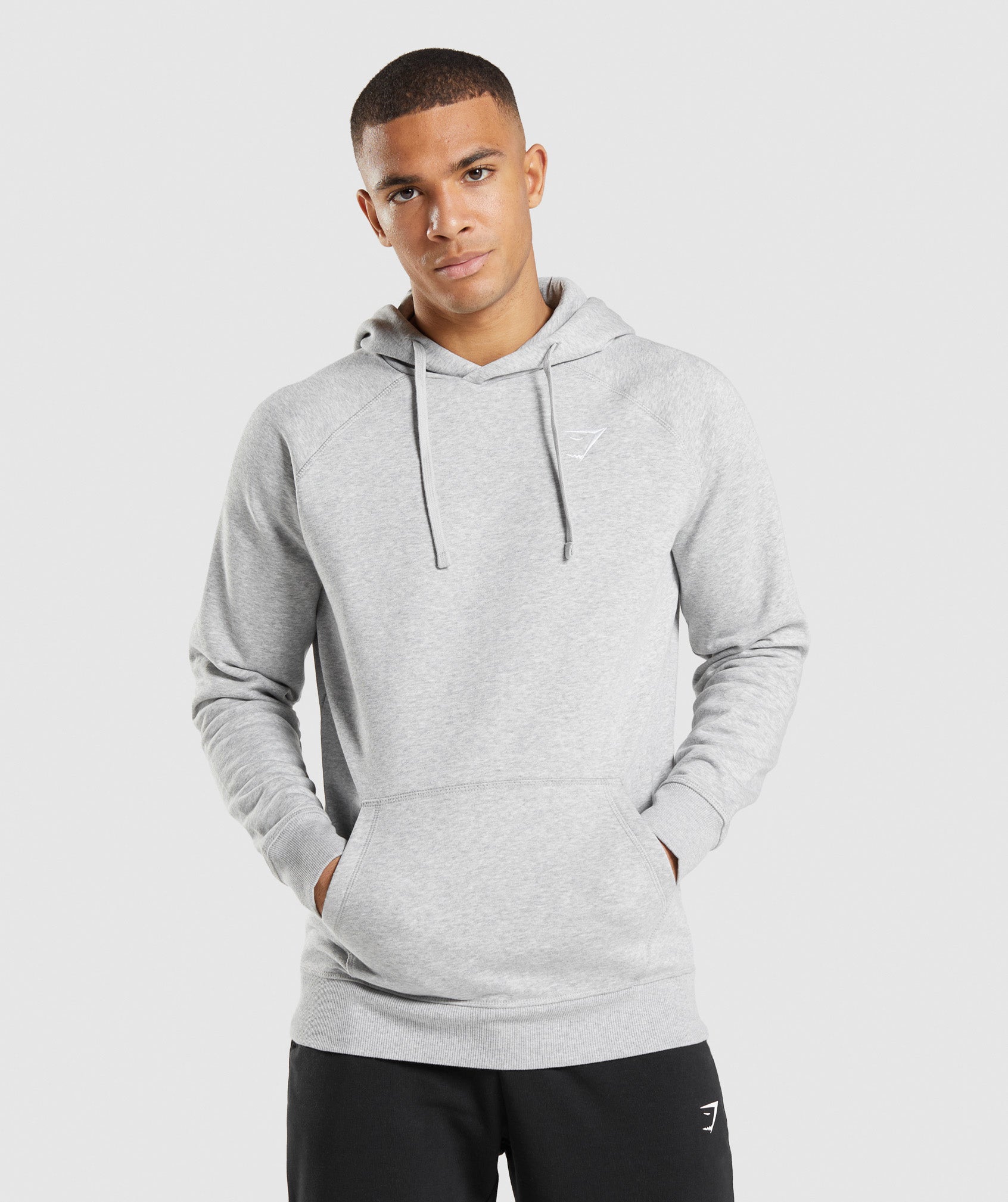 Light Grey Men's Gymshark Crest Hoodie | ZIBAXF-618