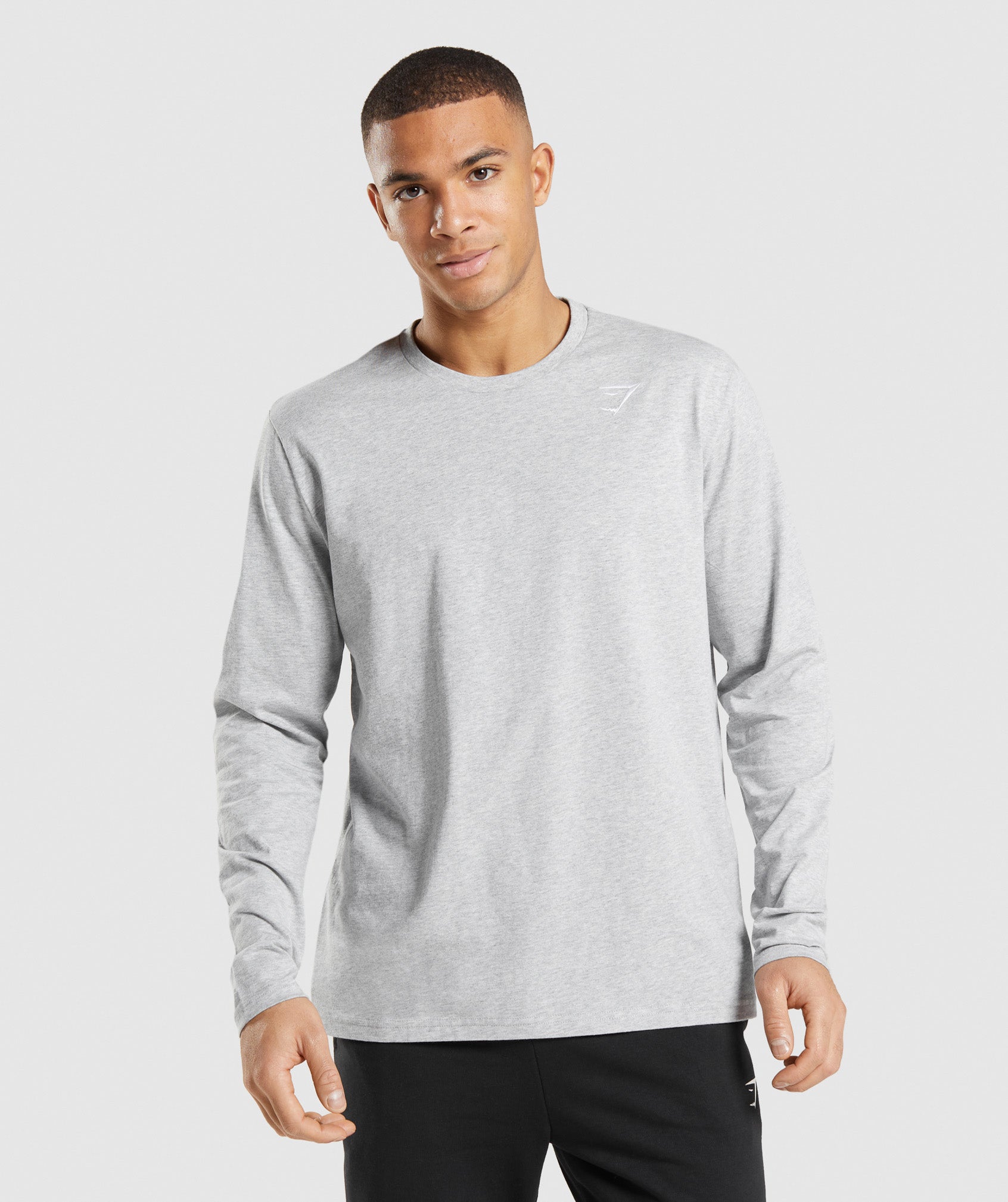 Light Grey Men's Gymshark Crest Long Sleeve T Shirts | OPHBNK-985