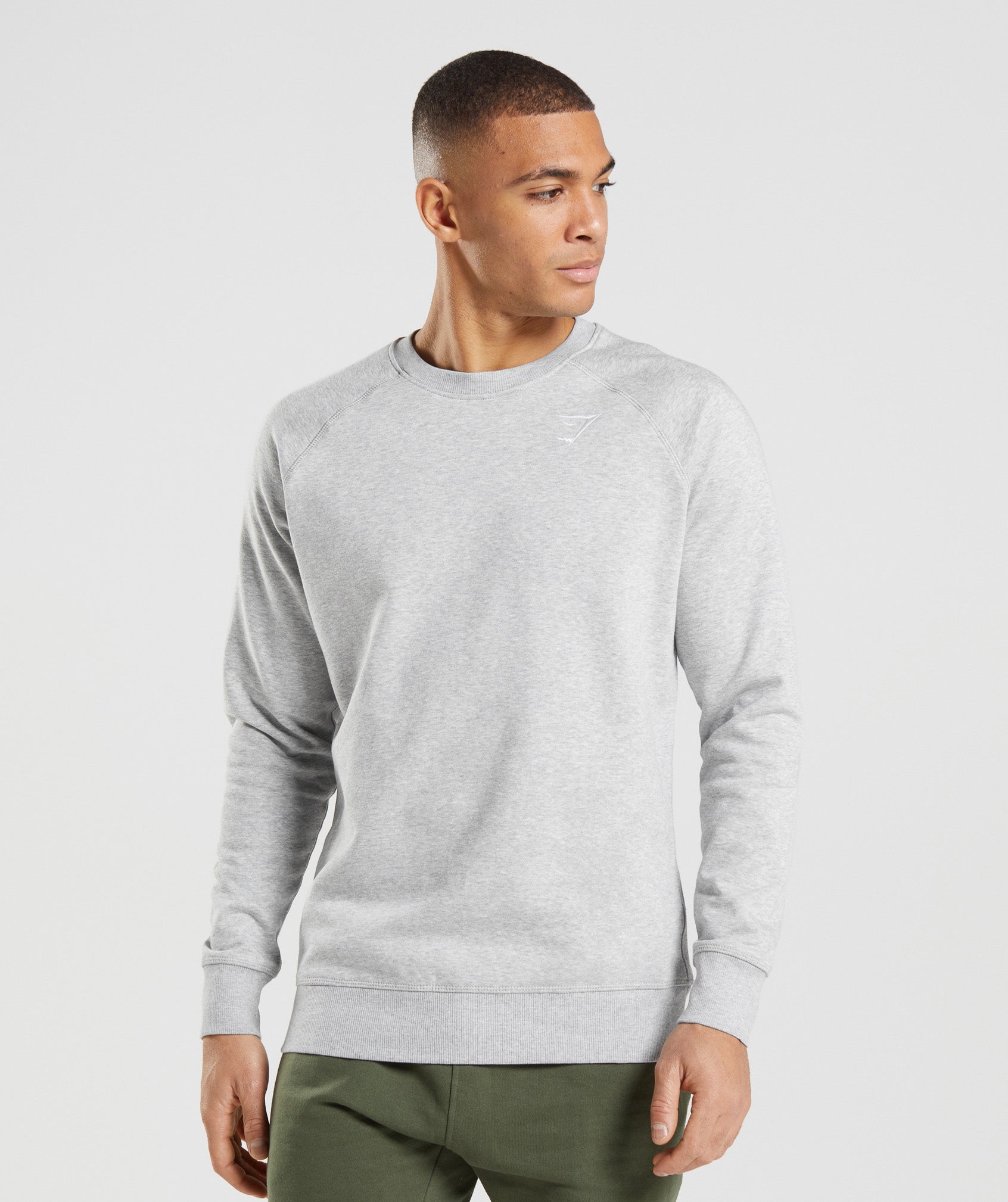 Light Grey Men's Gymshark Crest Sweatshirts | WZYCMG-632