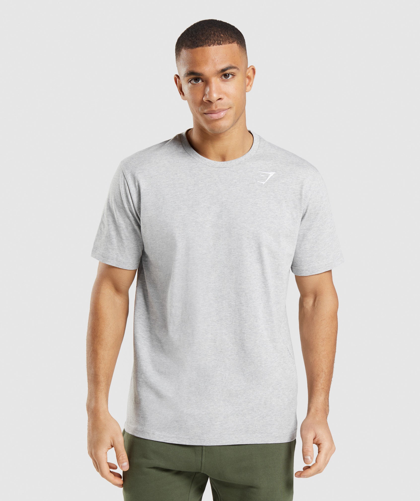 Light Grey Men's Gymshark Crest T Shirts | HKDZQR-453