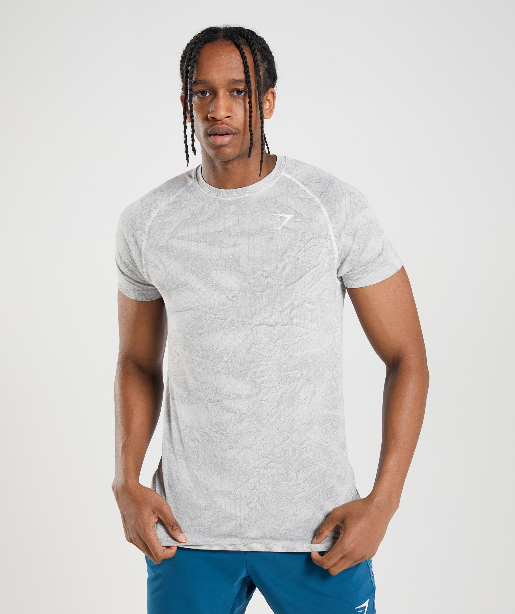 Light Grey Men's Gymshark Geo Seamless T Shirts | WUCXHD-346