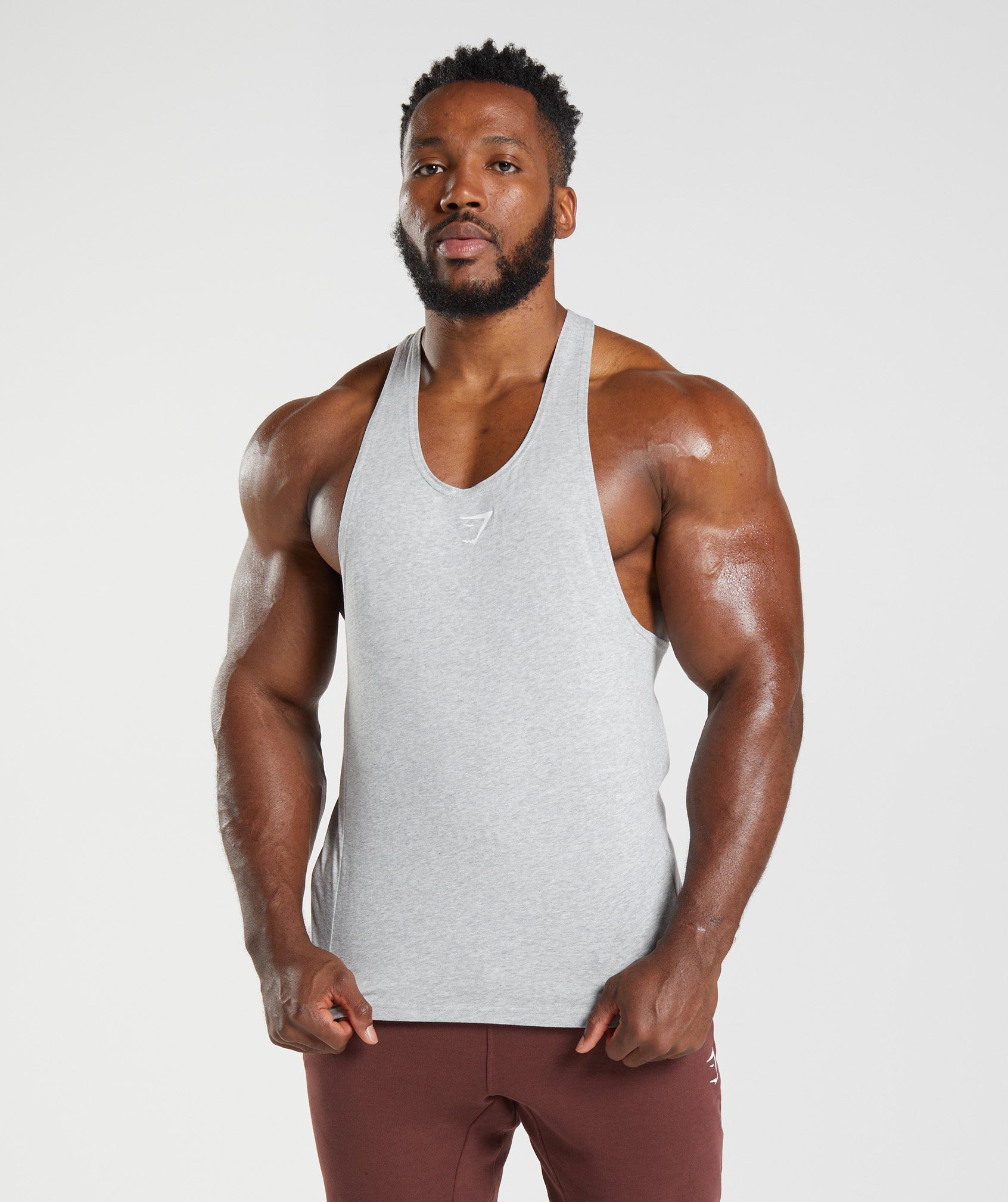 Light Grey Men's Gymshark React Stringer Vest | UNKGHE-763