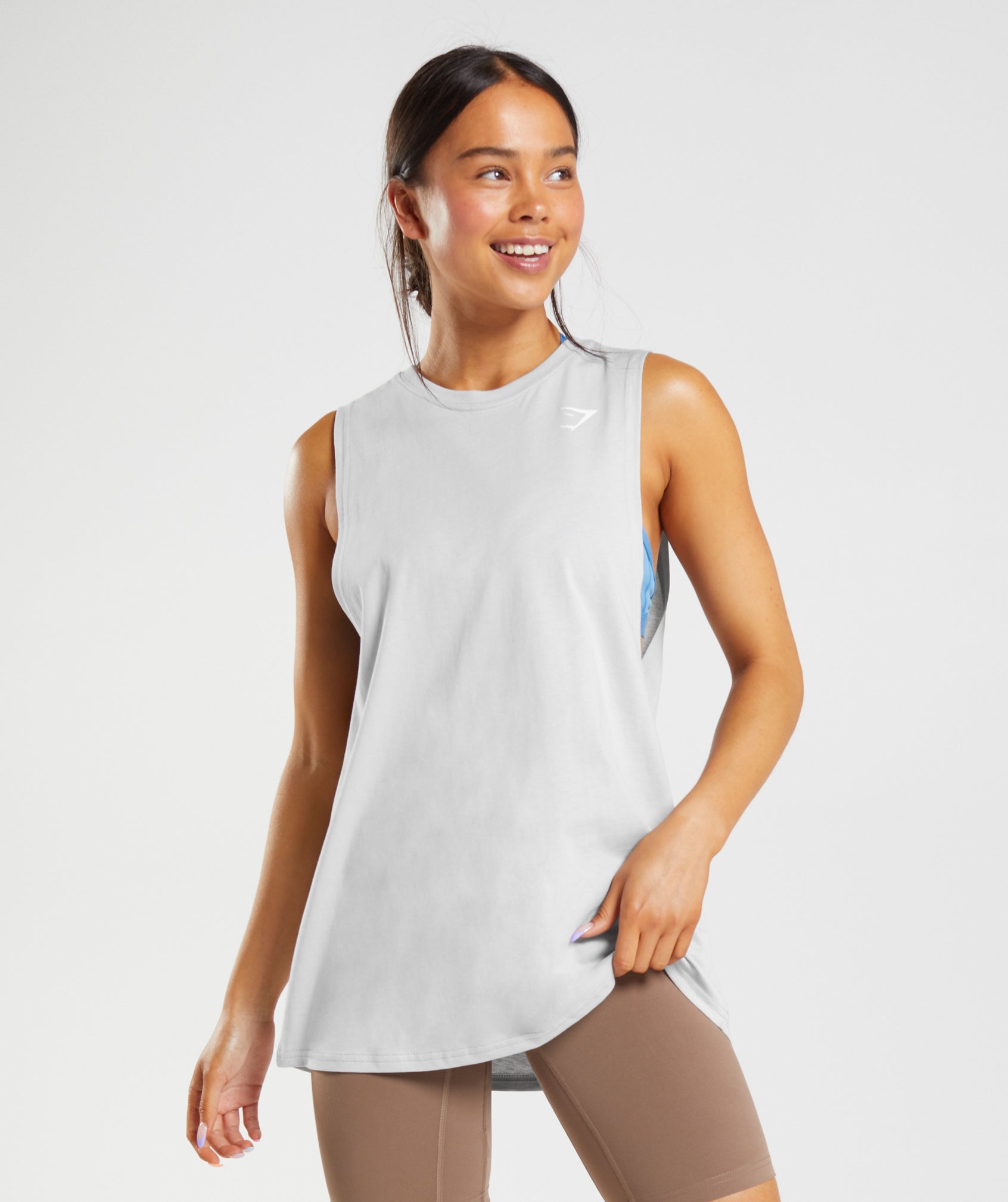 Light Grey Women's Gymshark Training Drop Arm Tanks | TVHUGL-096