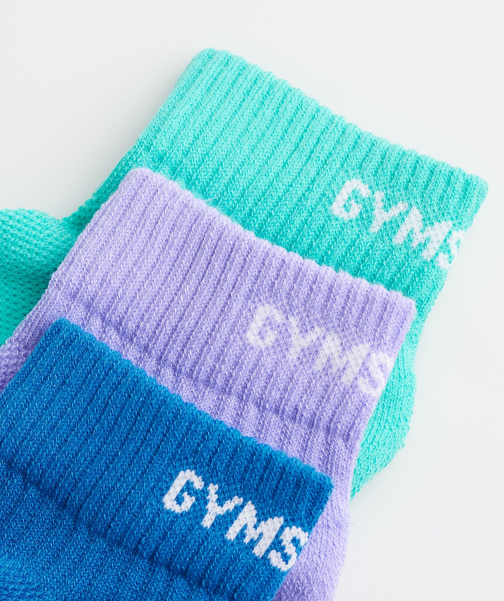 Light Turquoise Blue / Purple / Blue Men's Gymshark Jacquard Quarter 3Pk Socks | EIJPNL-916