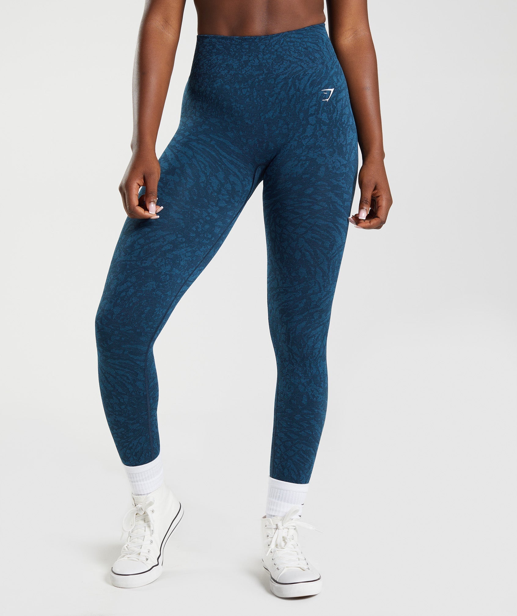 Navy Women's Gymshark Adapt Animal Seamless Leggings | UWKLJV-584