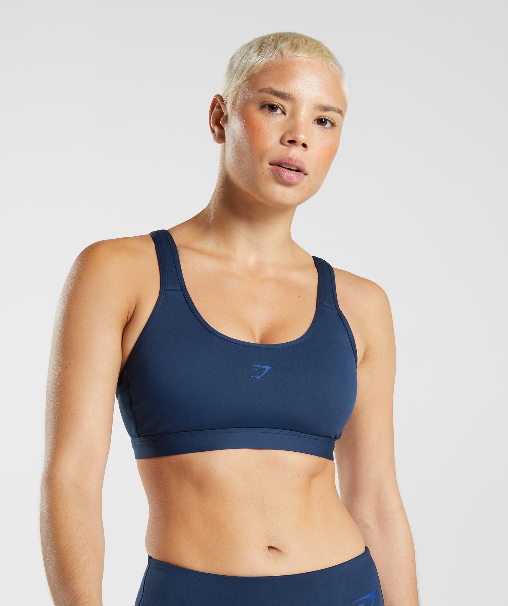 Navy Women's Gymshark Fraction Sports Bra | SRHNDV-067