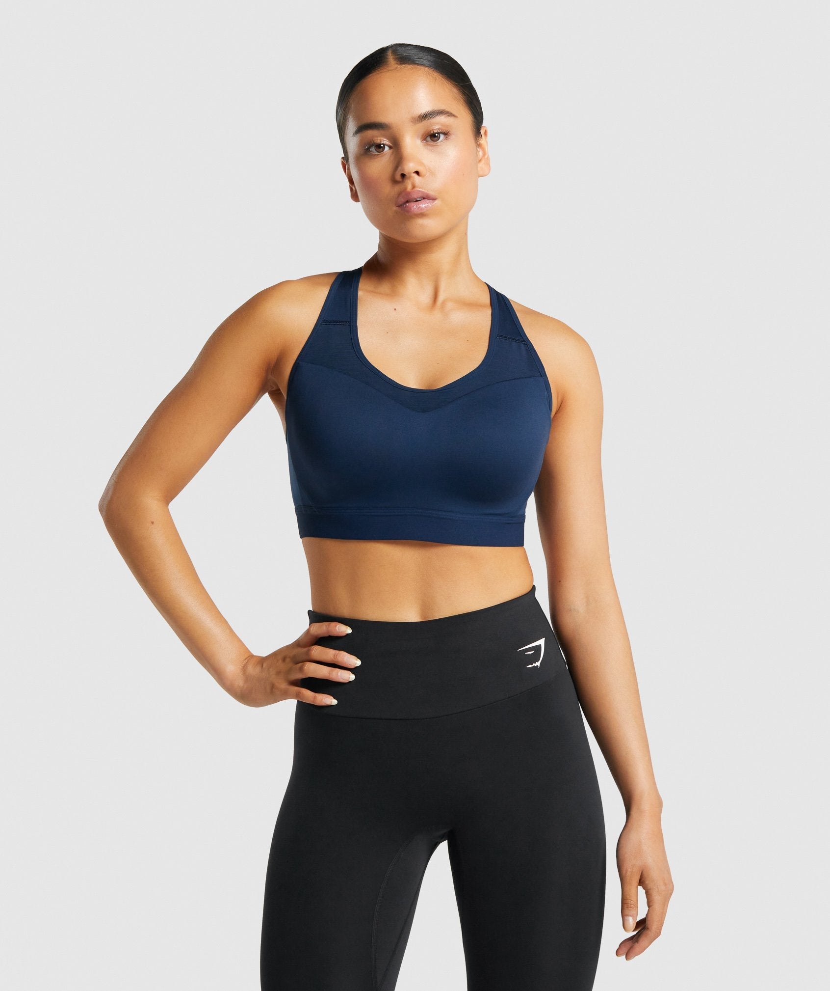 Navy Women's Gymshark Open Back Sports Bra | ROHDWB-016