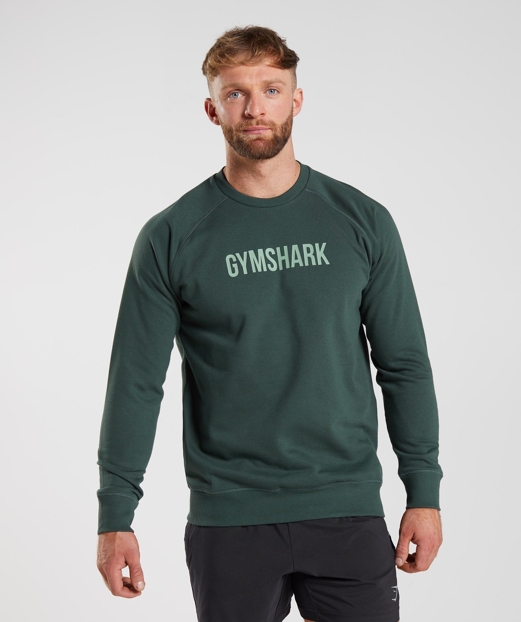 Obsidian Green Men's Gymshark Apollo Crew Sweatshirts | JGARCS-239