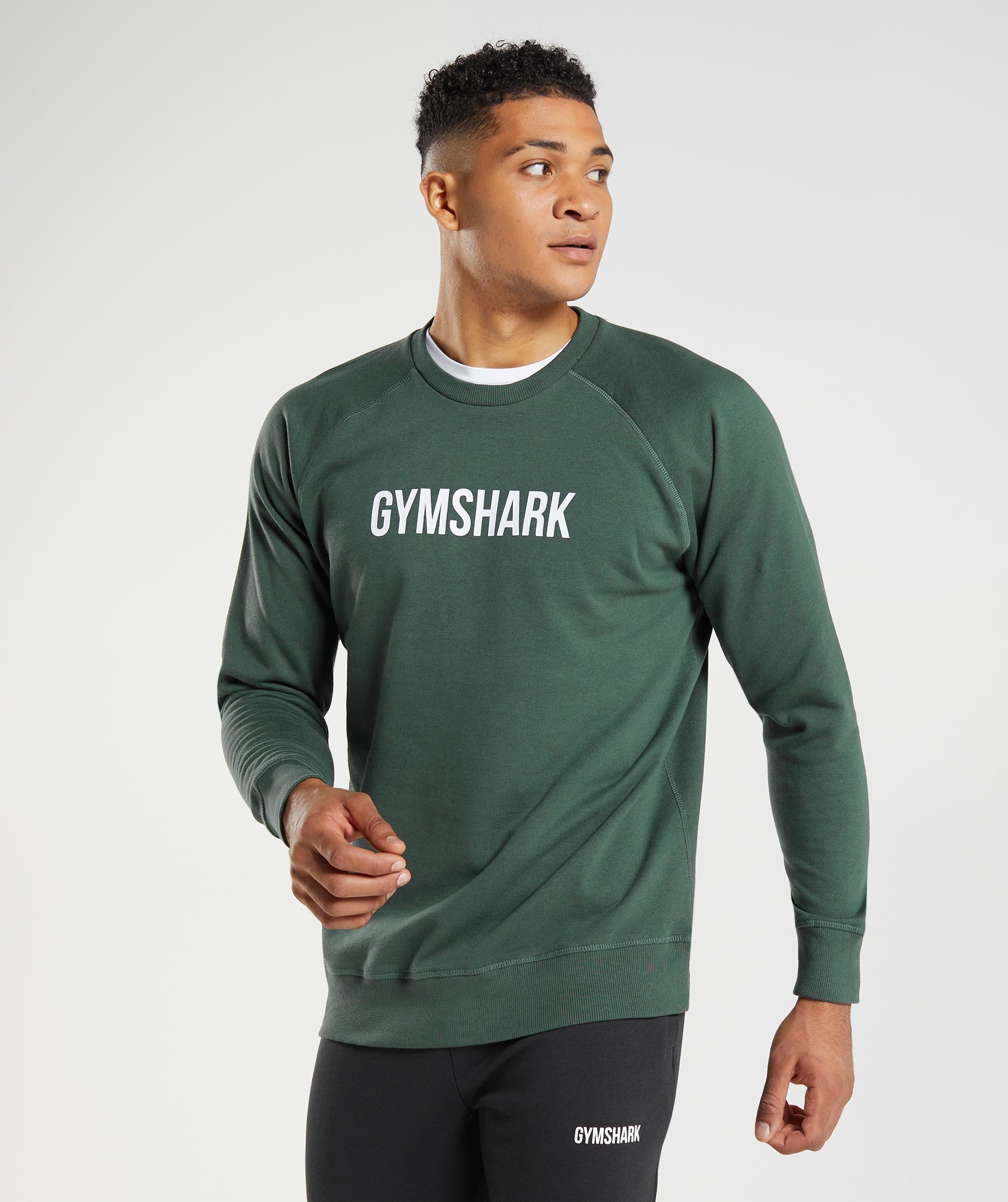 Obsidian Green Men's Gymshark Apollo Crew Sweatshirts | SDFUWJ-640