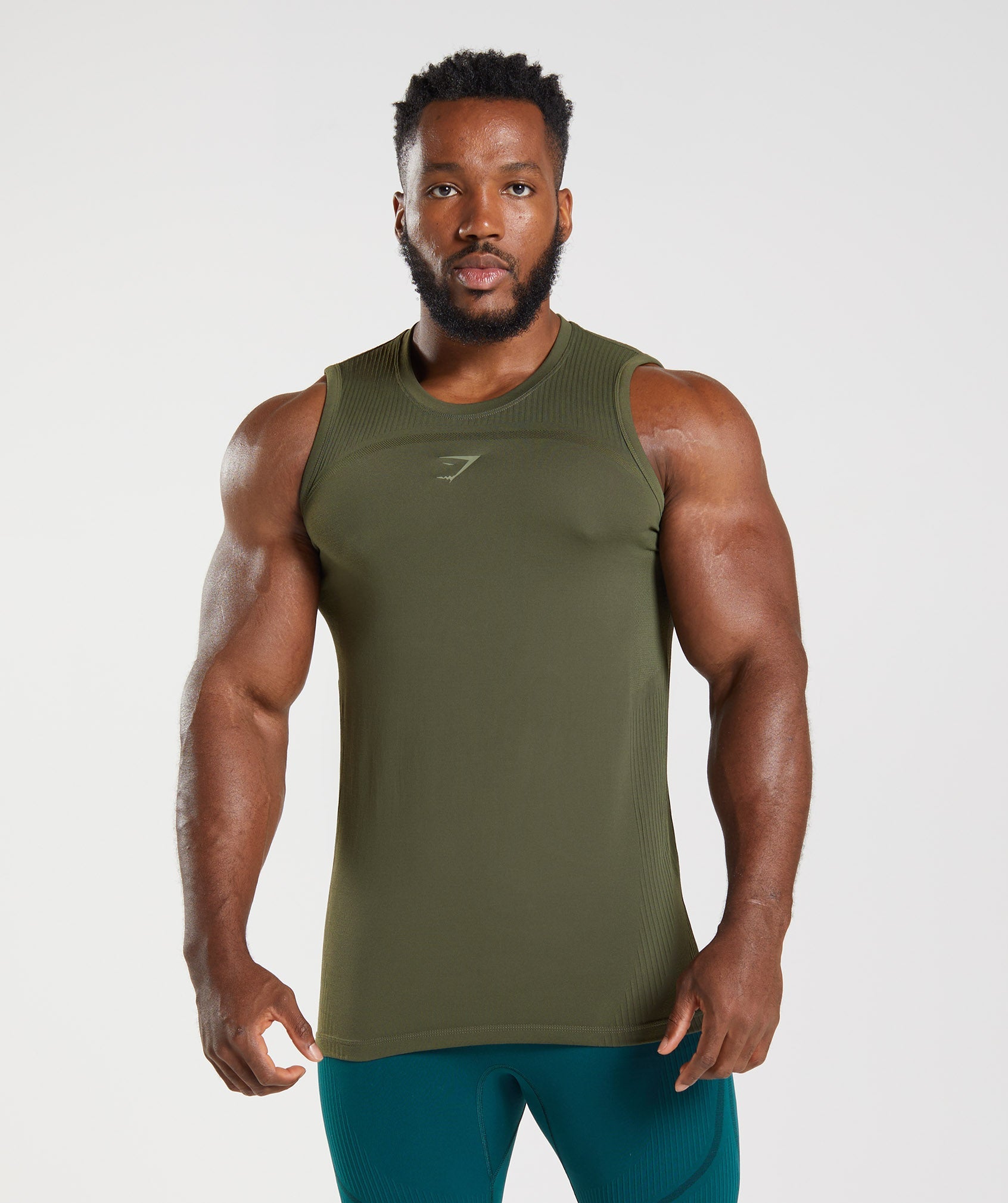 Olive Men's Gymshark 315 Seamless Tanks | WTKPBX-462