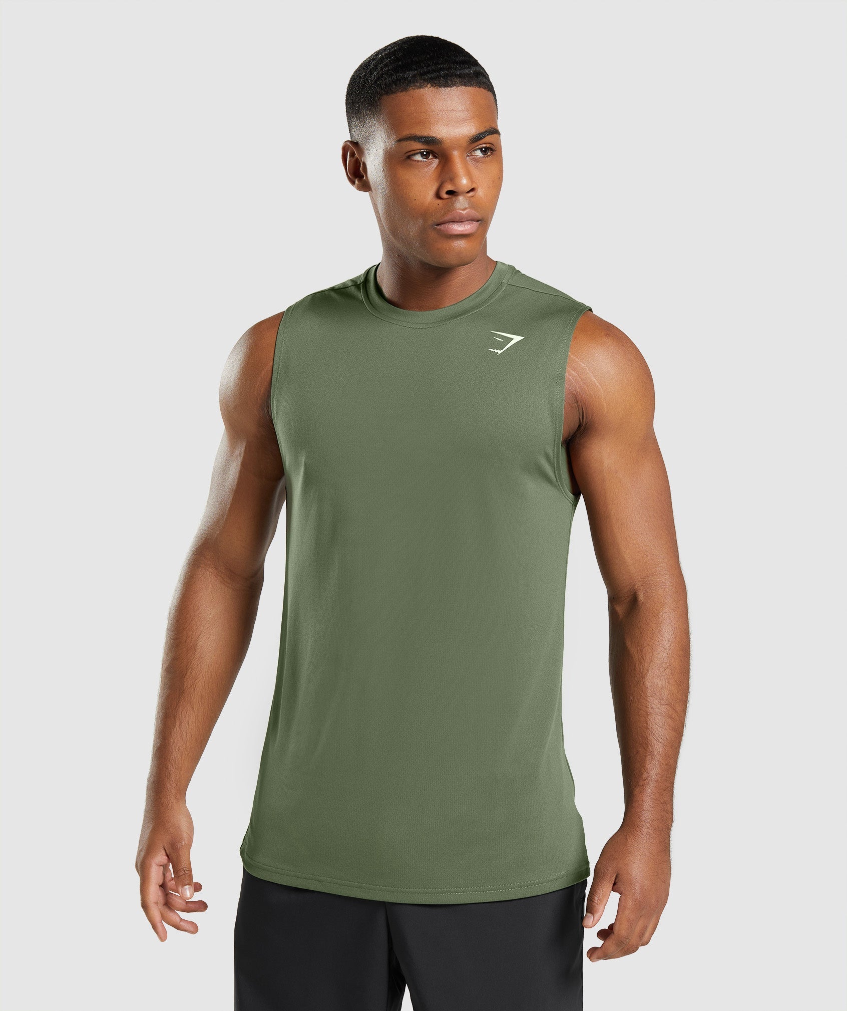 Olive Men's Gymshark Arrival Sleeveless T Shirts | JMUZXH-346