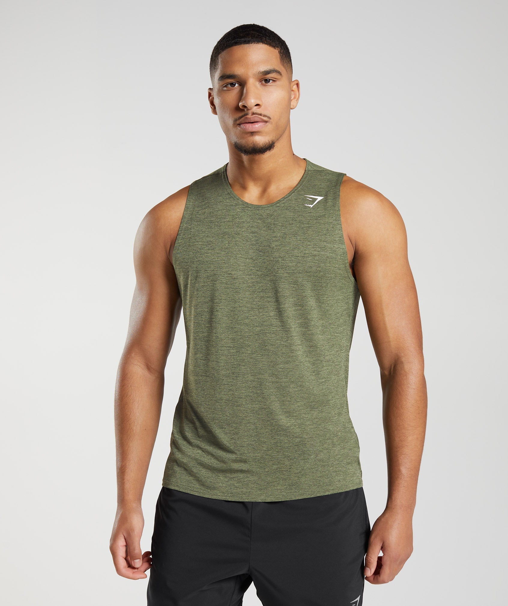 Olive Men's Gymshark Arrival Slim Marl Tanks | WBIKOH-650