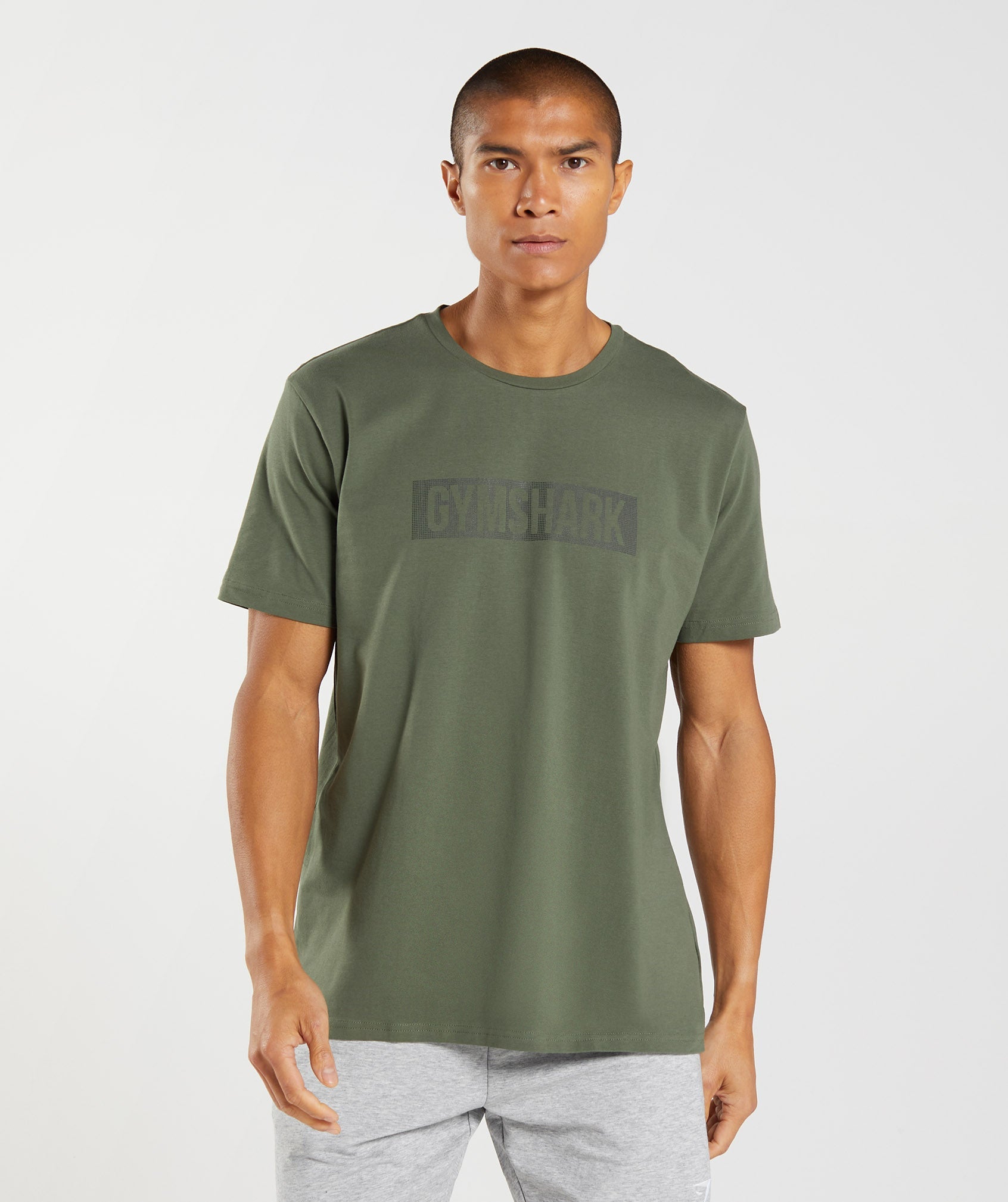 Olive Men's Gymshark Block T Shirts | QFLJVG-135