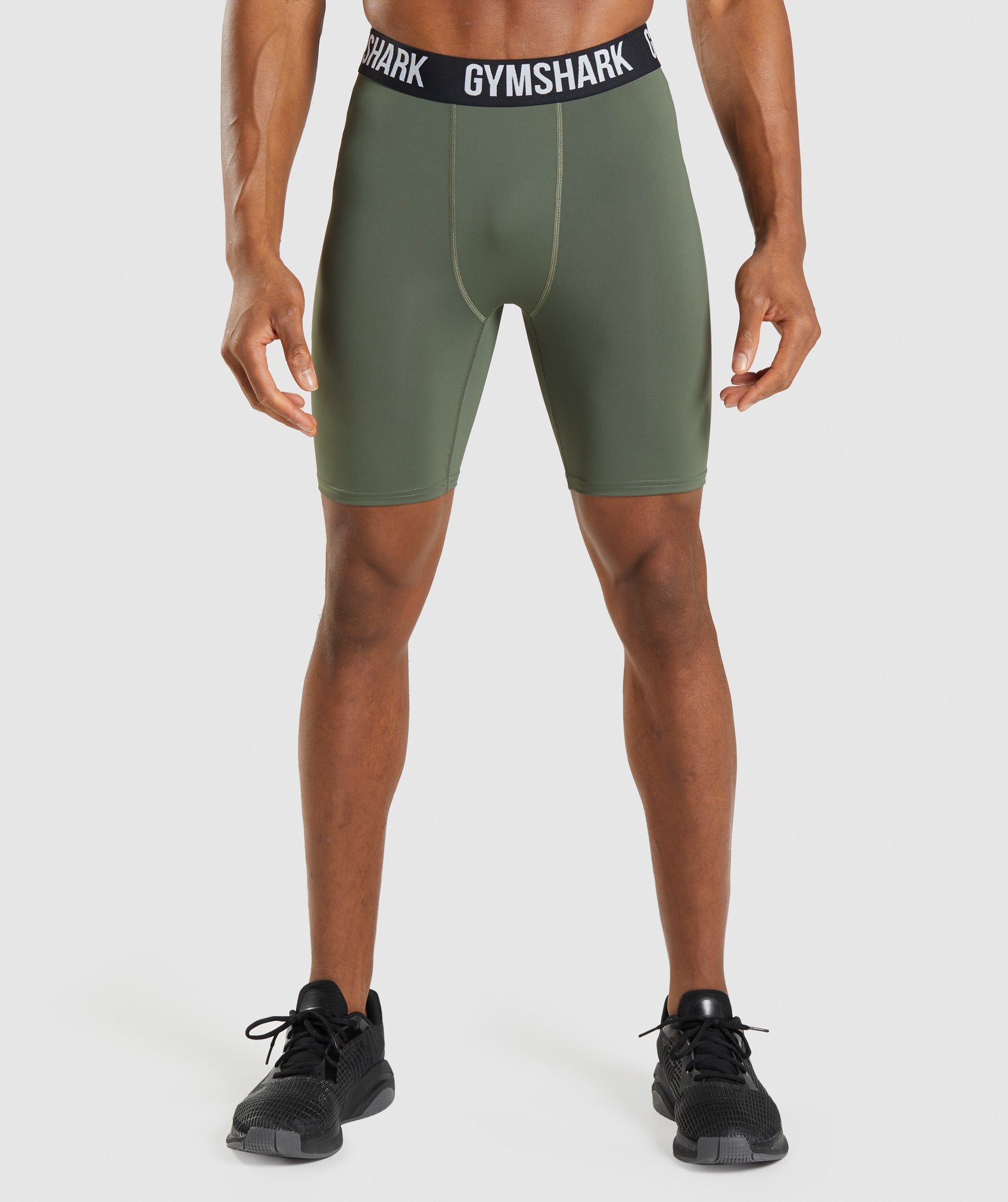 Olive Men's Gymshark Element Baselayer Shorts | QJREFX-835