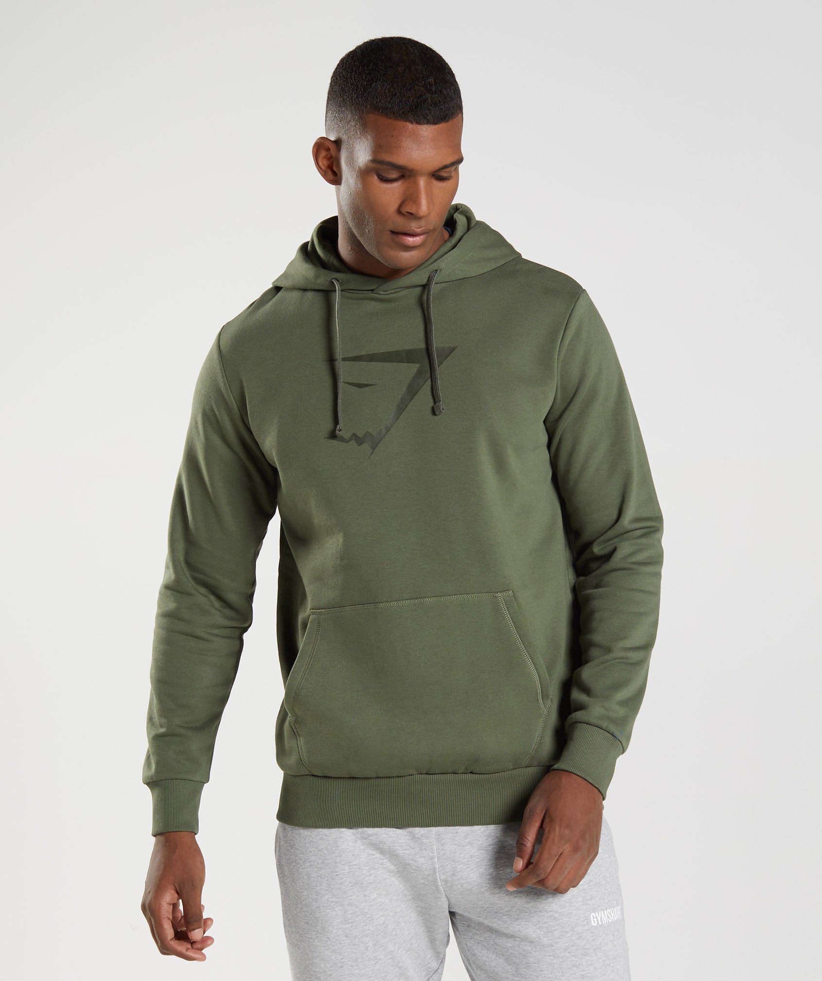 Olive Men's Gymshark Sharkhead Infill Hoodie | RVNKPM-931