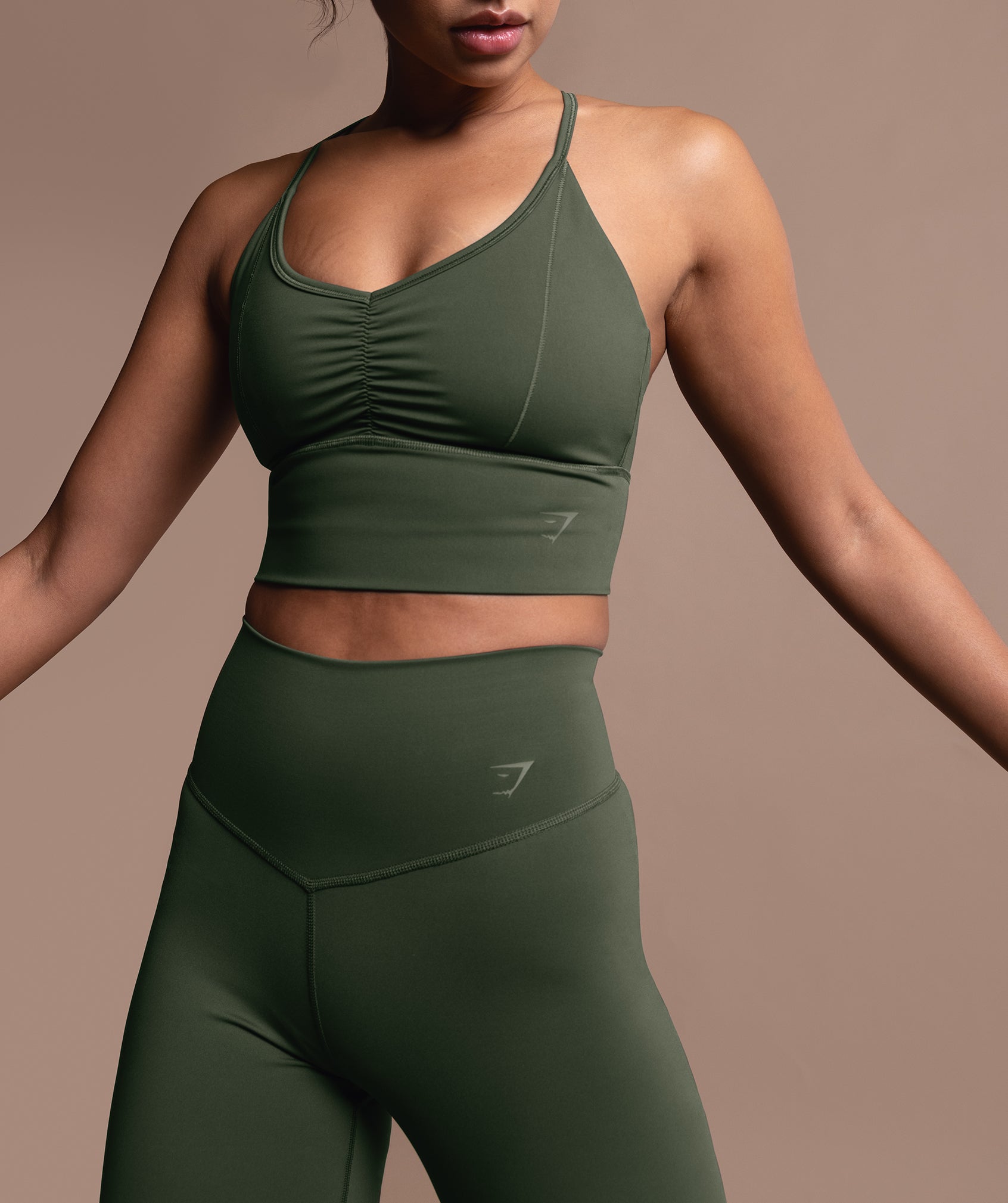 Olive Women's Gymshark Elevate Longline Sports Bra | IKVLFQ-875