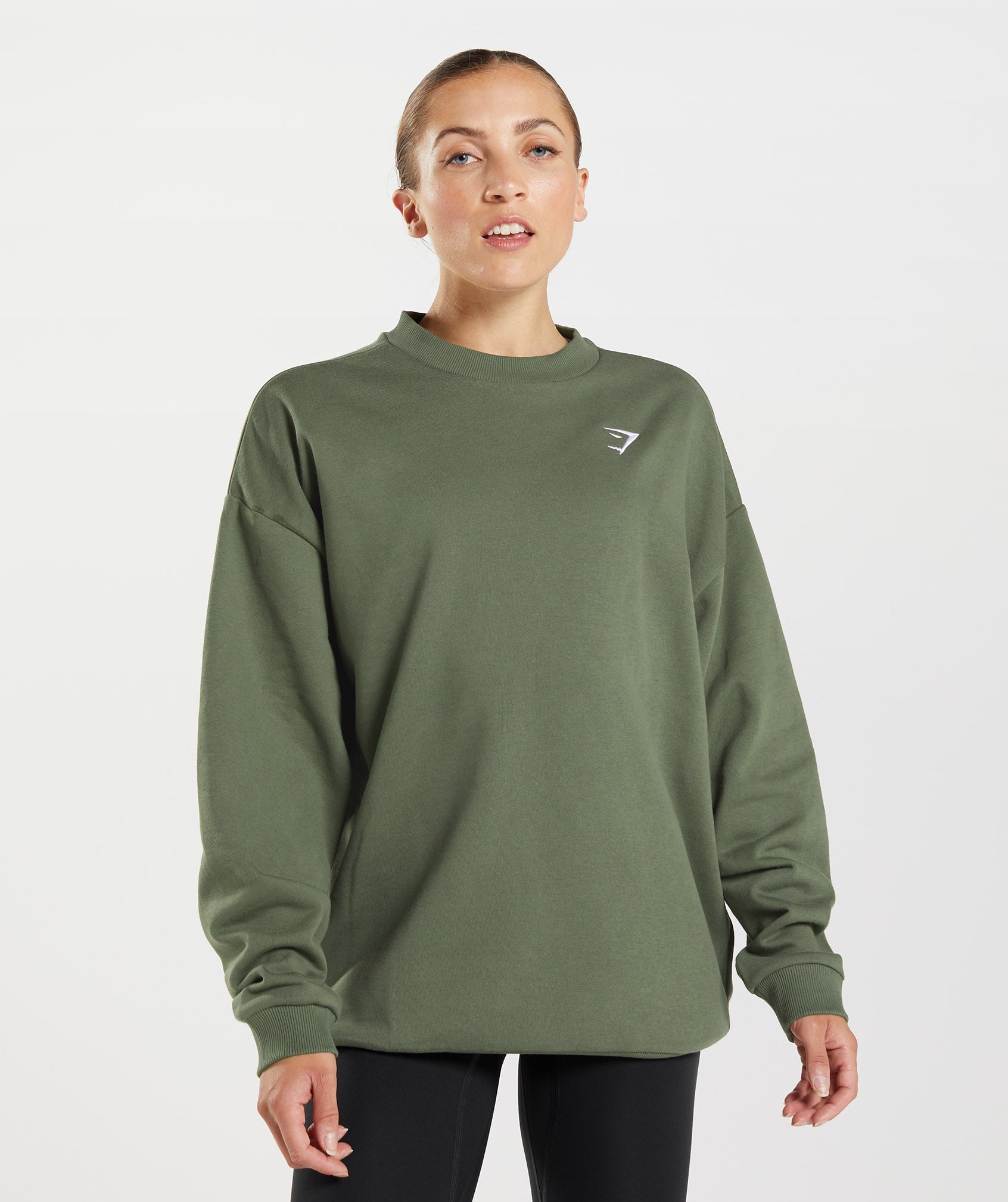 Olive Women's Gymshark Training Oversized Sweatshirts | GKRFOB-752