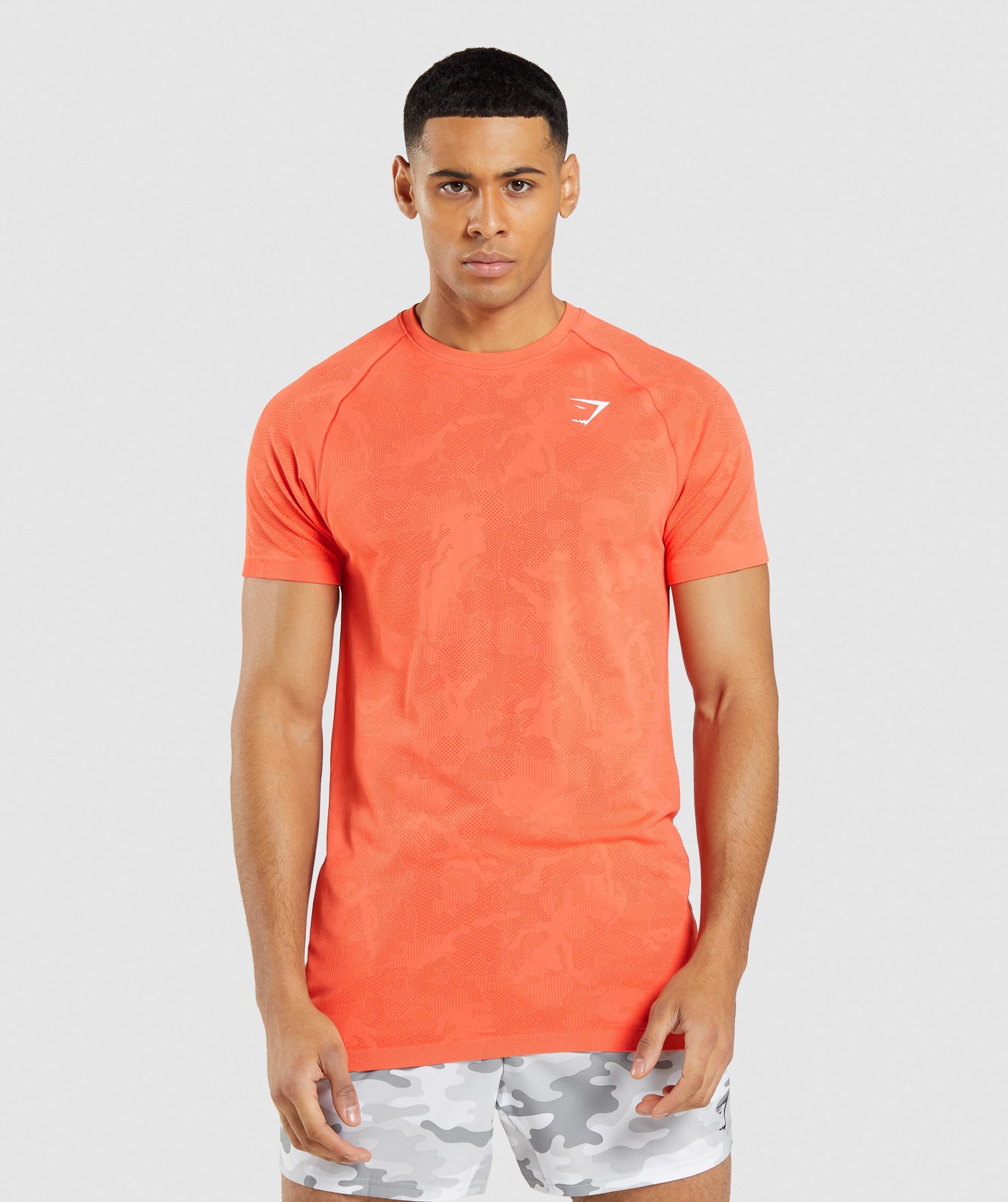 Orange Men's Gymshark Geo Seamless T Shirts | DQPZAM-163