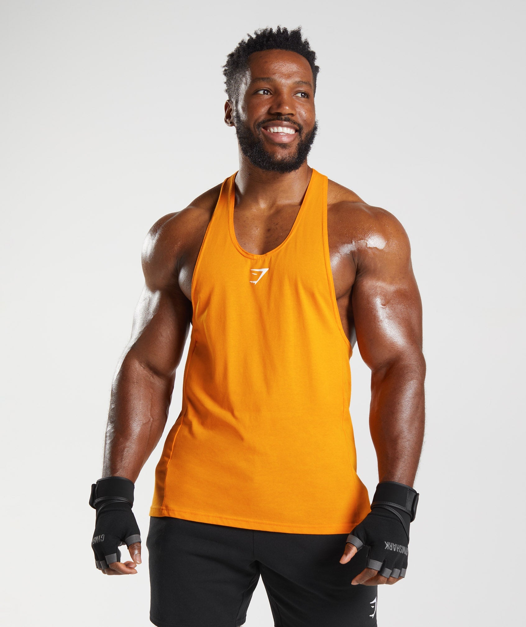 Orange Men's Gymshark React Stringer Vest | NHPXDL-063