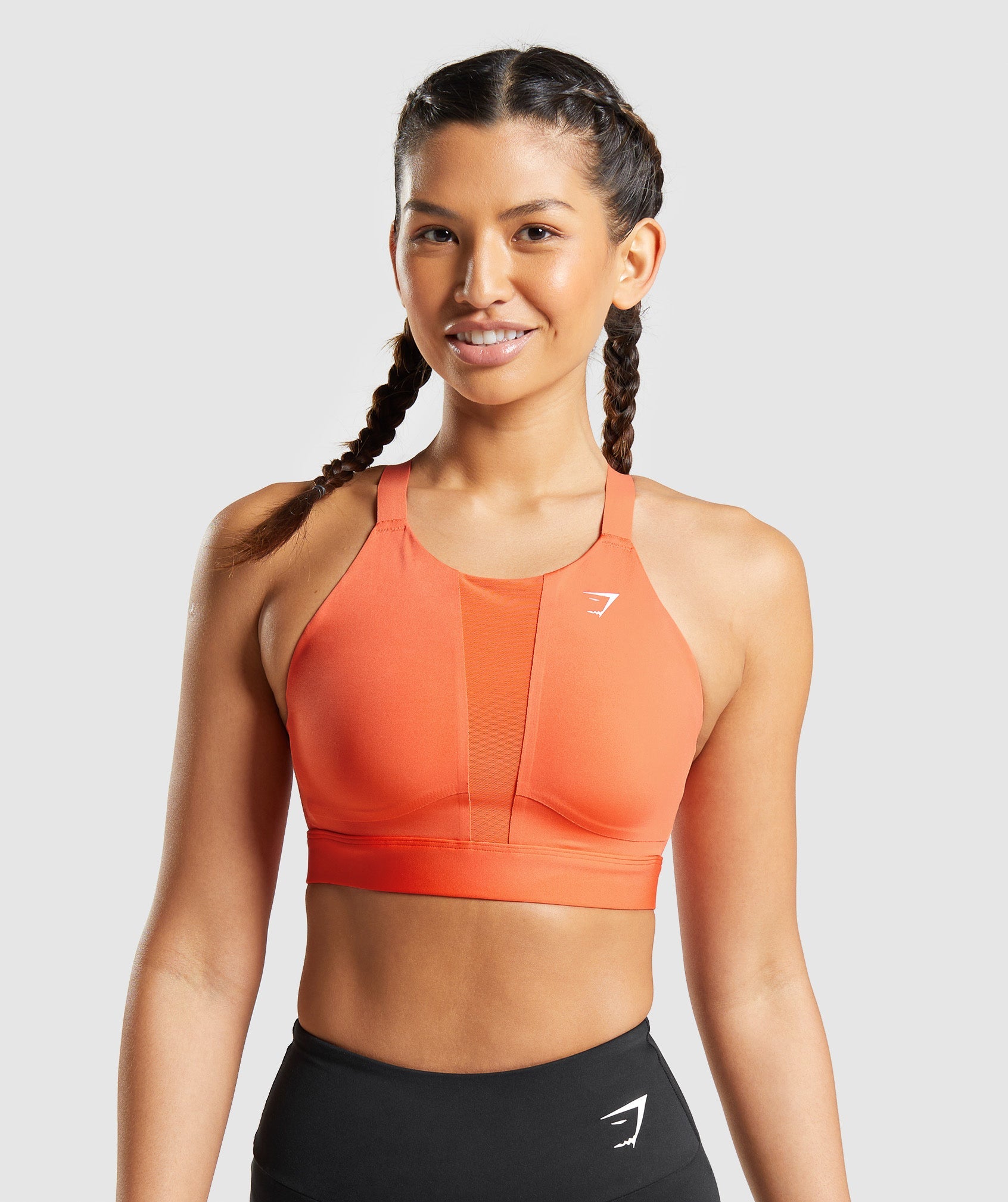 Orange Women's Gymshark Mesh Neckline 2.0 Sports Bra | YPEKSB-758