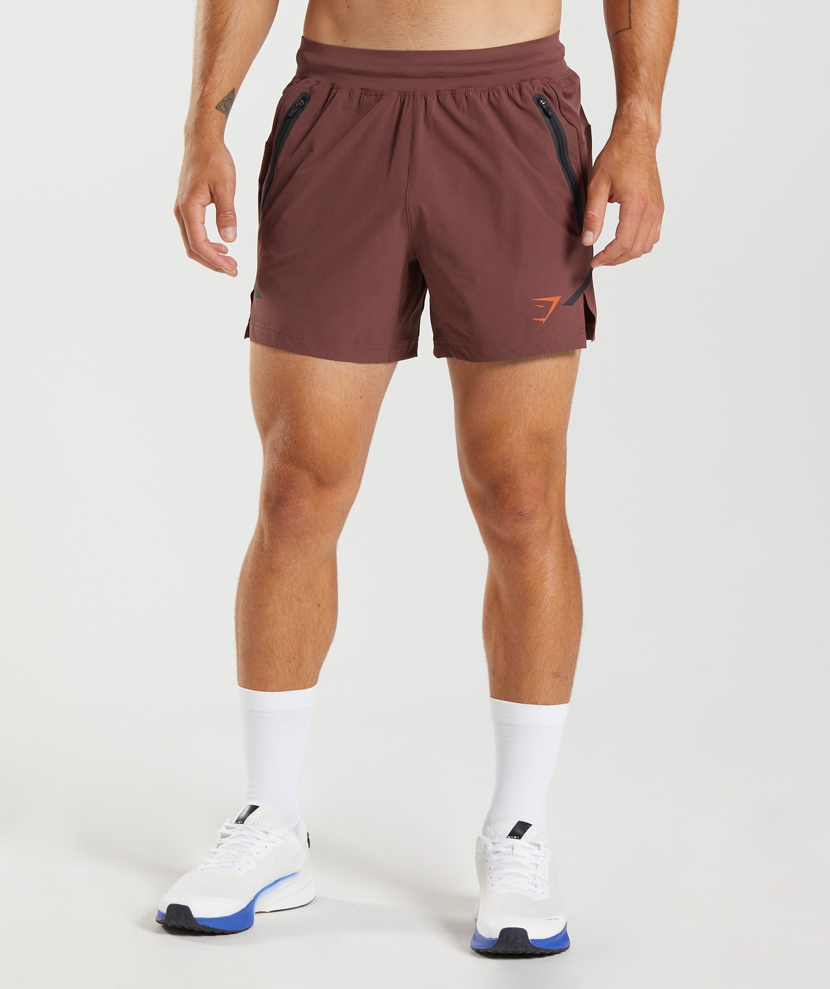 Pink Brown Men's Gymshark Apex 5" Perform Shorts | XZWJUP-146