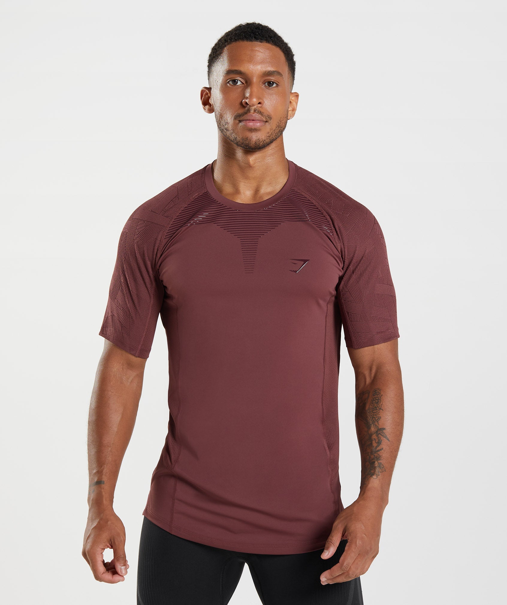 Pink Brown Men's Gymshark Form T Shirts | GZFUAX-685