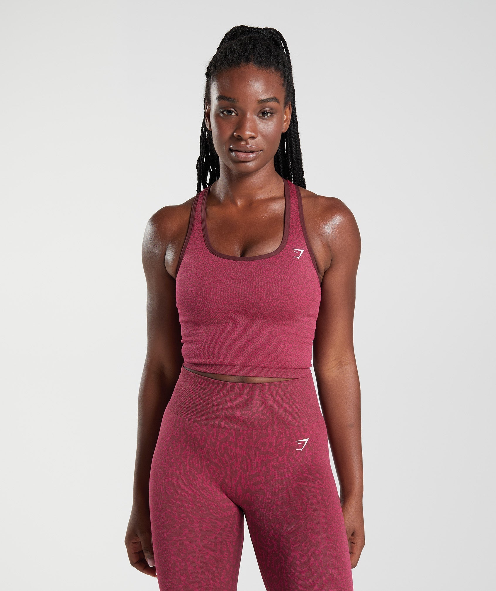 Pink Brown Women's Gymshark Adapt Animal Seamless Crop Tanks | TUGRAW-529