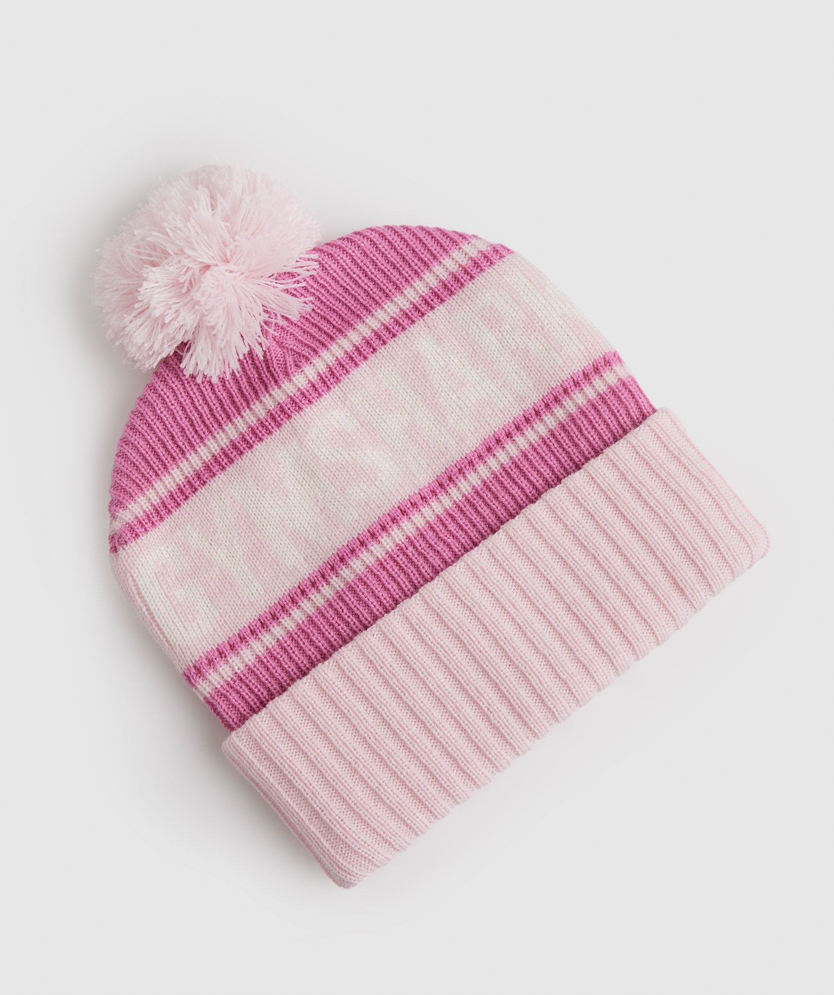 Pink / White Women's Gymshark Pom Beanie Hats | RCOYUJ-168