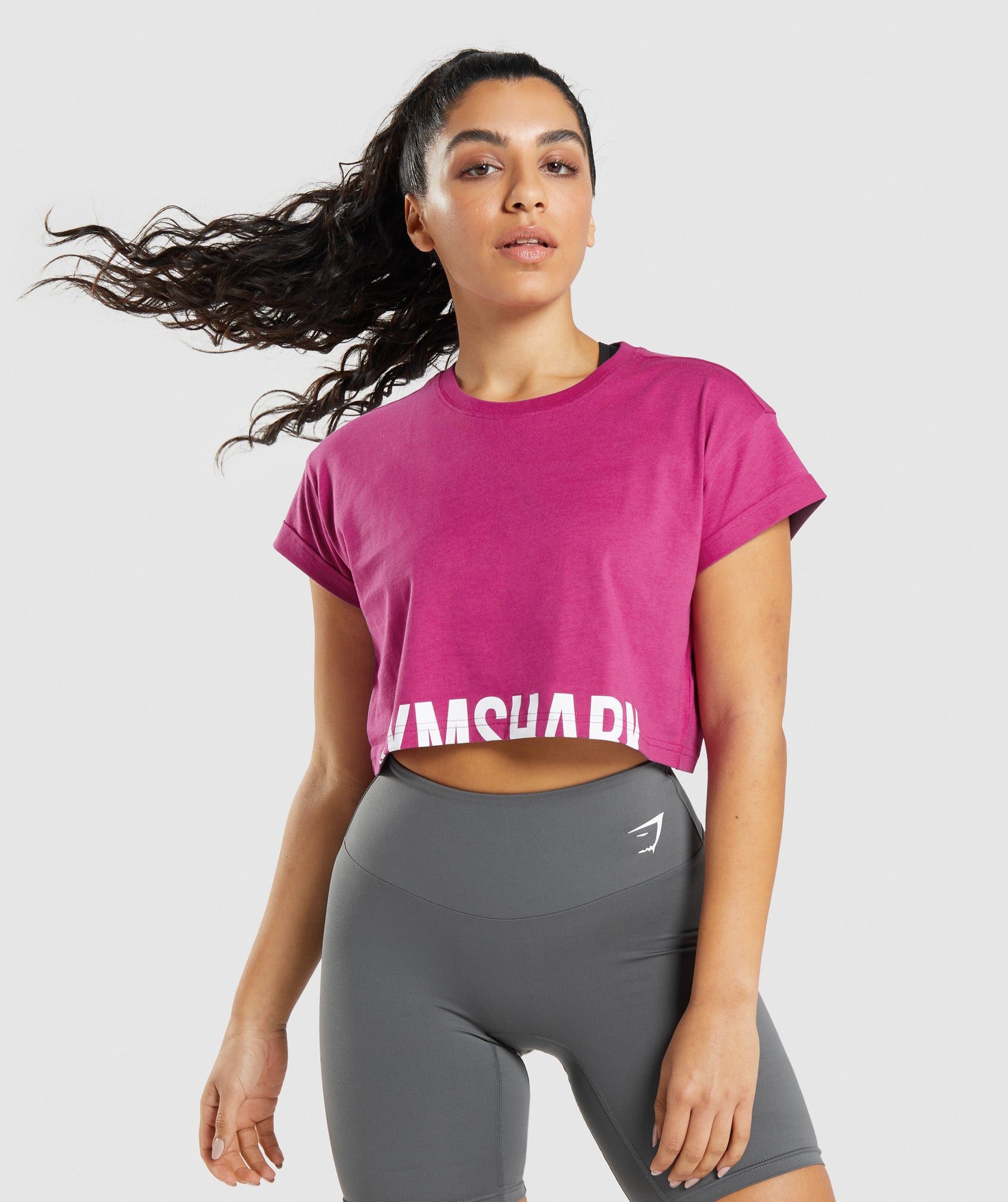 Pink Women's Gymshark Fraction Crop Tops | GQAHCP-935