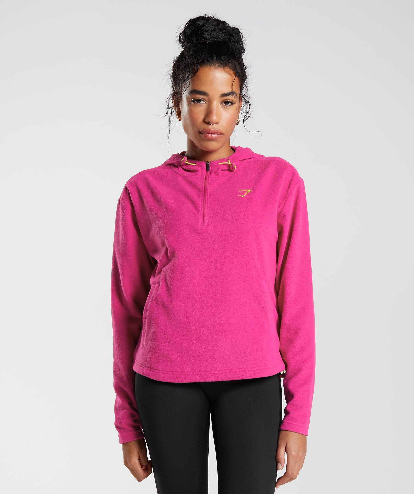 Pink Women's Gymshark Training Fleece 1/4 Zip Hoodie | JHFBEG-043