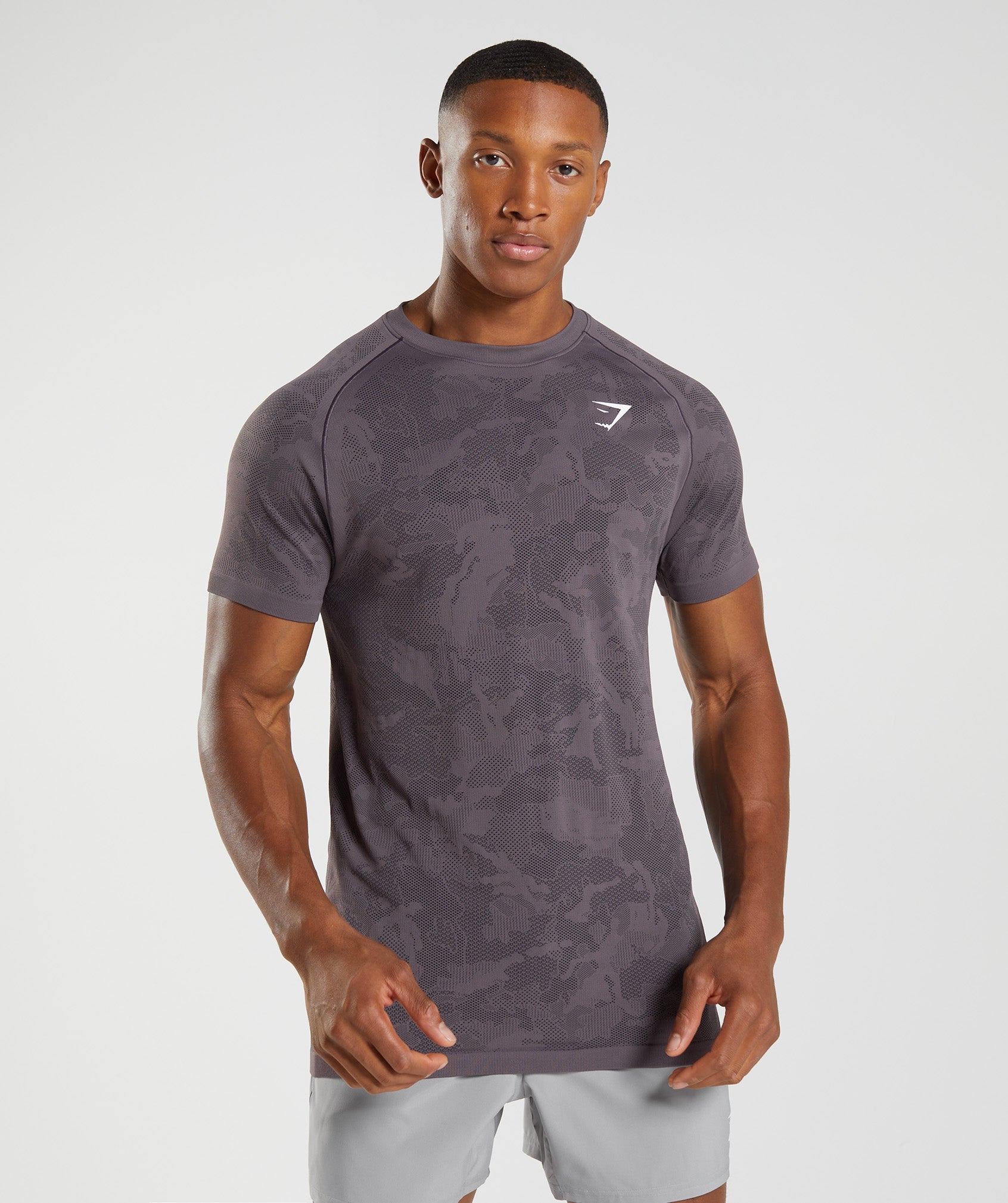 Purple / Black Men's Gymshark Geo Seamless T Shirts | AWKOCU-217