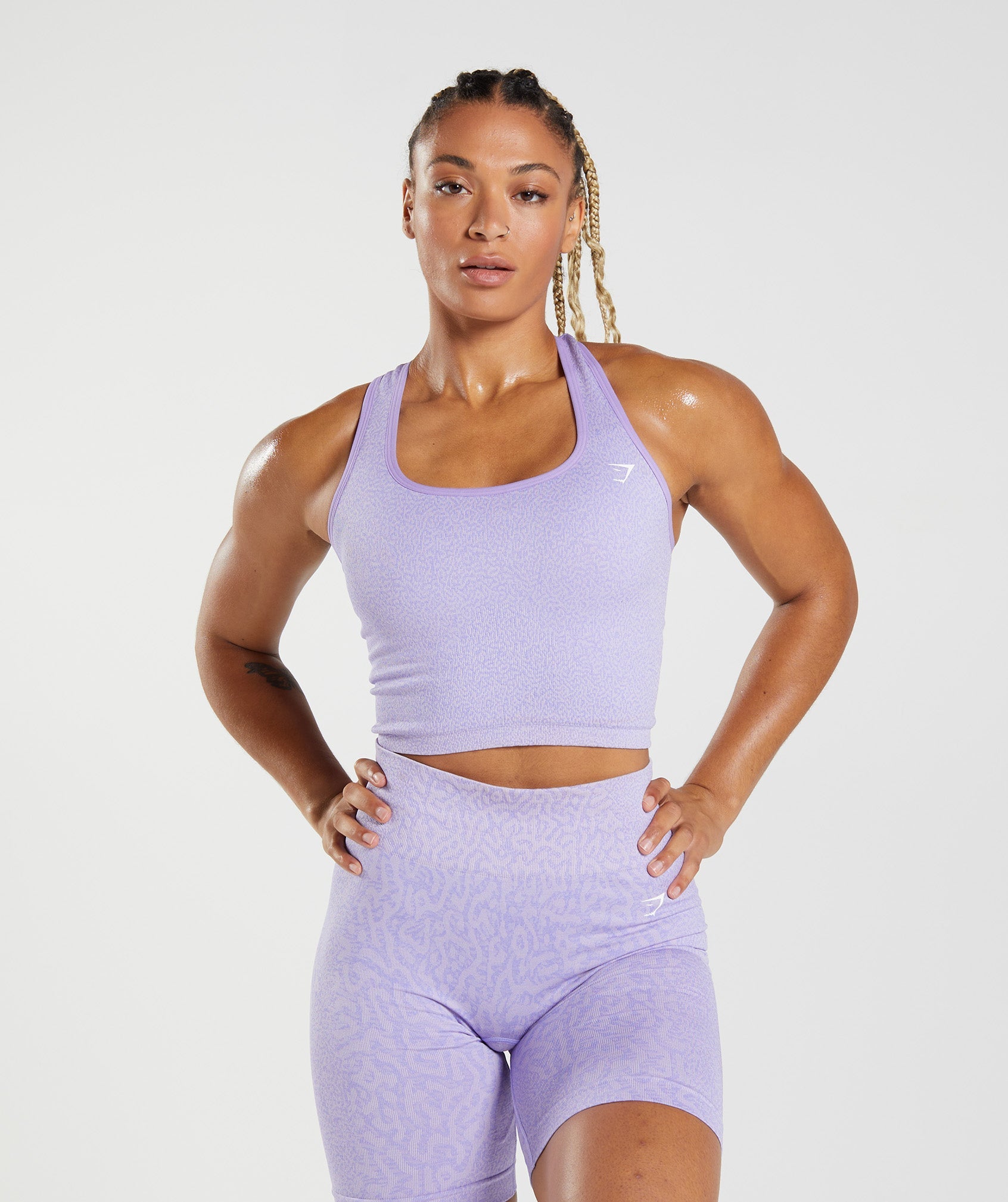 Purple Women's Gymshark Adapt Animal Seamless Crop Tanks | RLUCZG-942