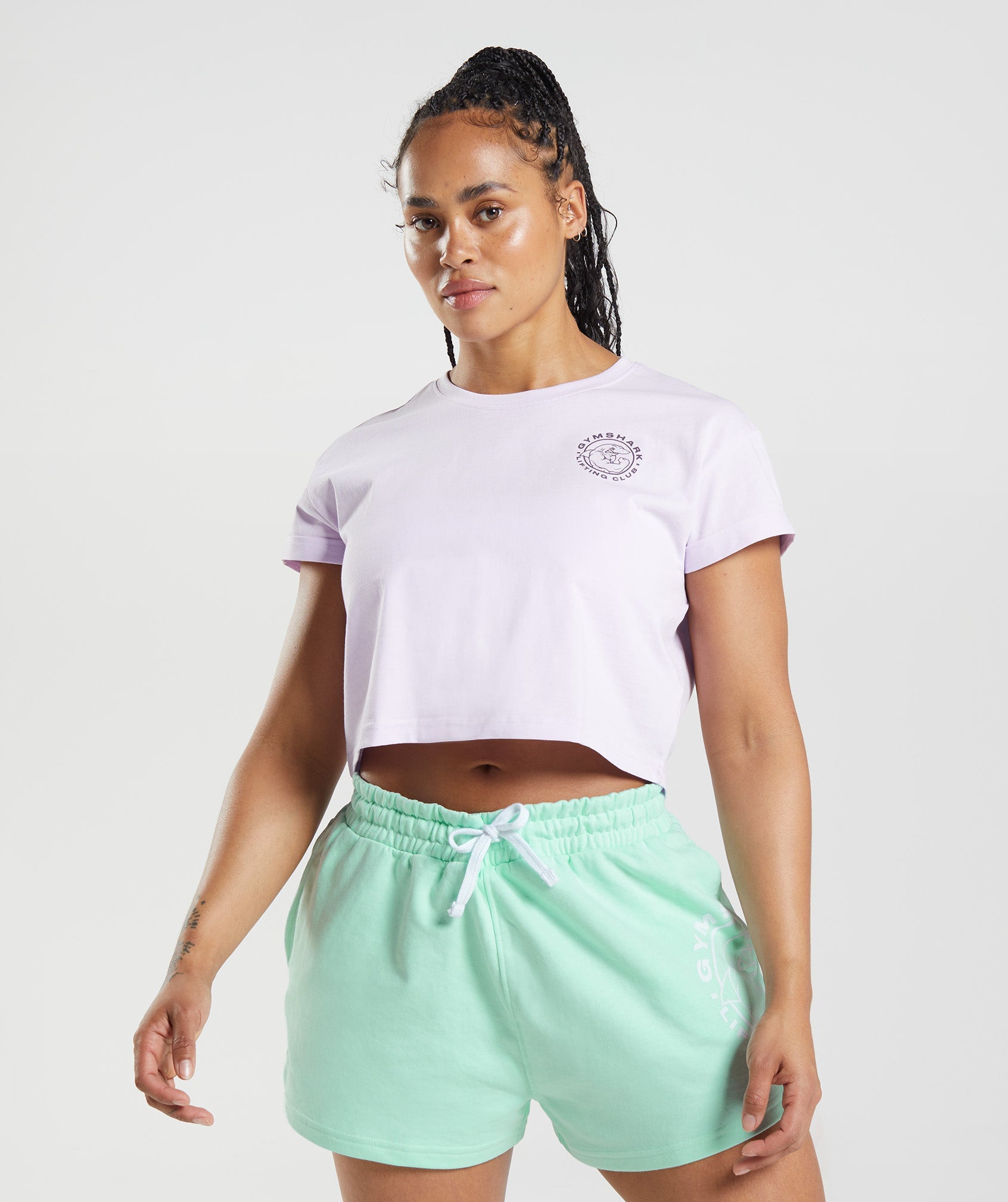 Purple Women's Gymshark Legacy Crop Tops | TLNXZB-942