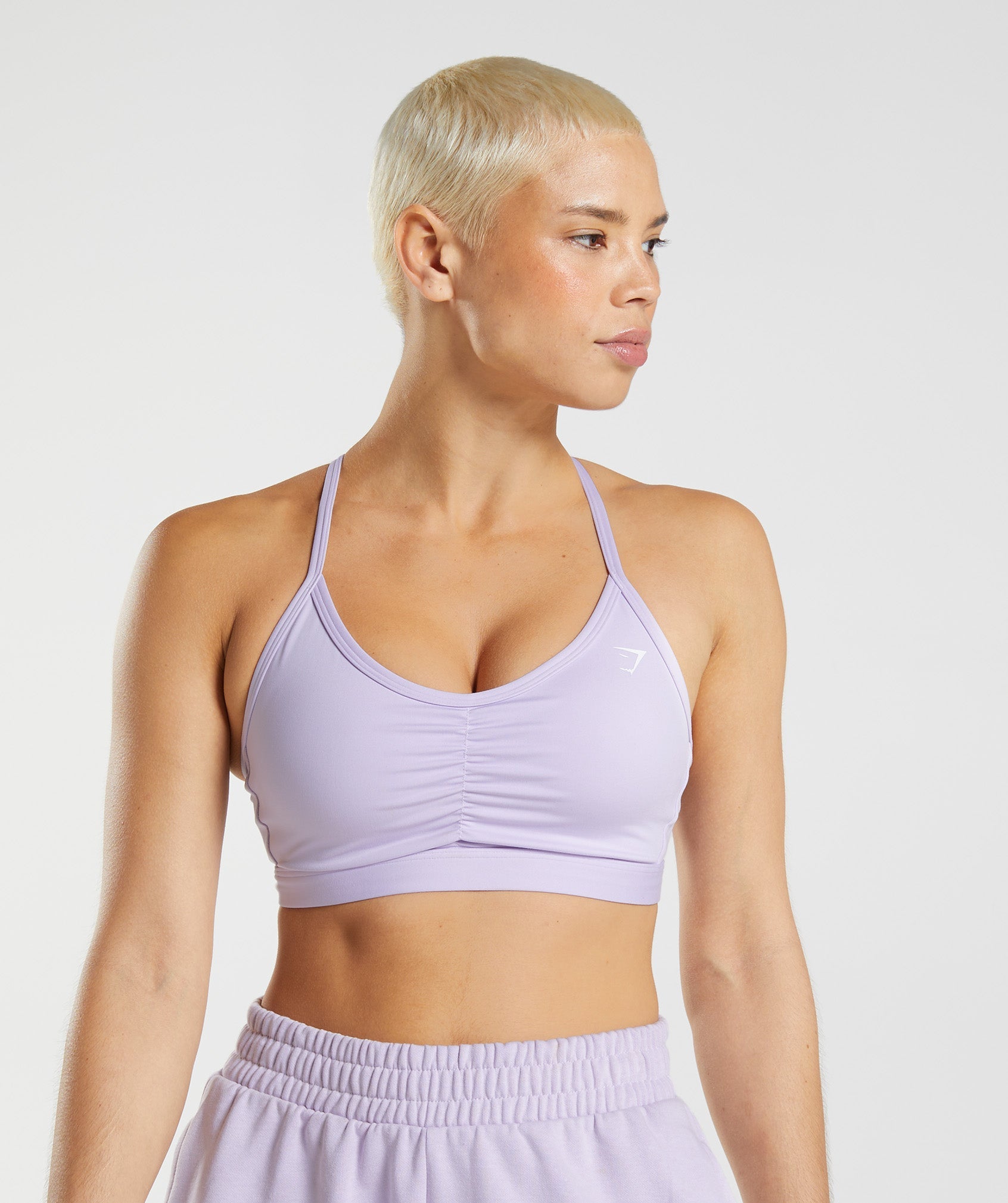 Purple Women's Gymshark Ruched Sports Bra | QKCRXI-283