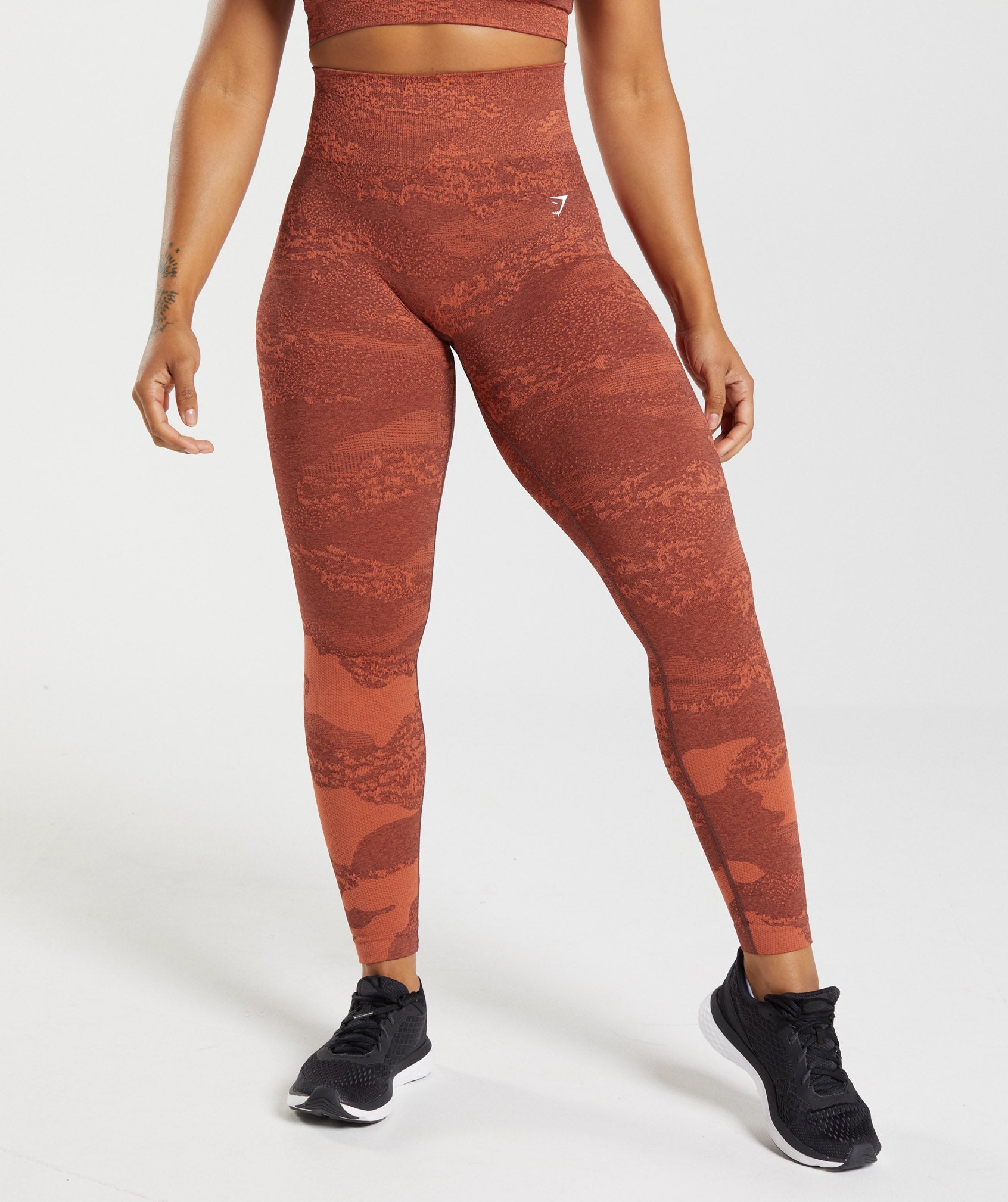 Red / Brown Women's Gymshark Adapt Camo Seamless Leggings | FYJCXL-956