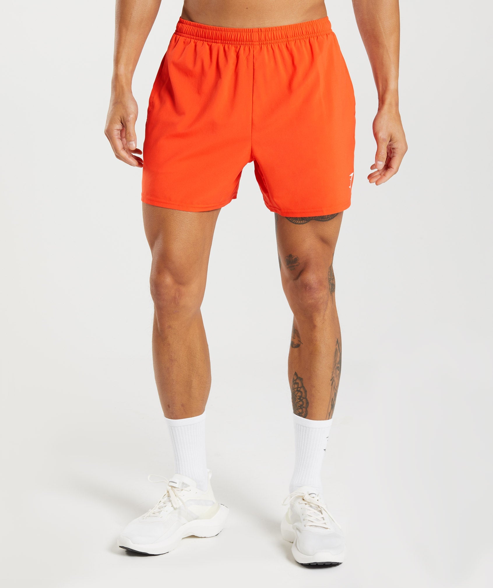 Red Men's Gymshark Arrival 5" Shorts | QMBFSX-615