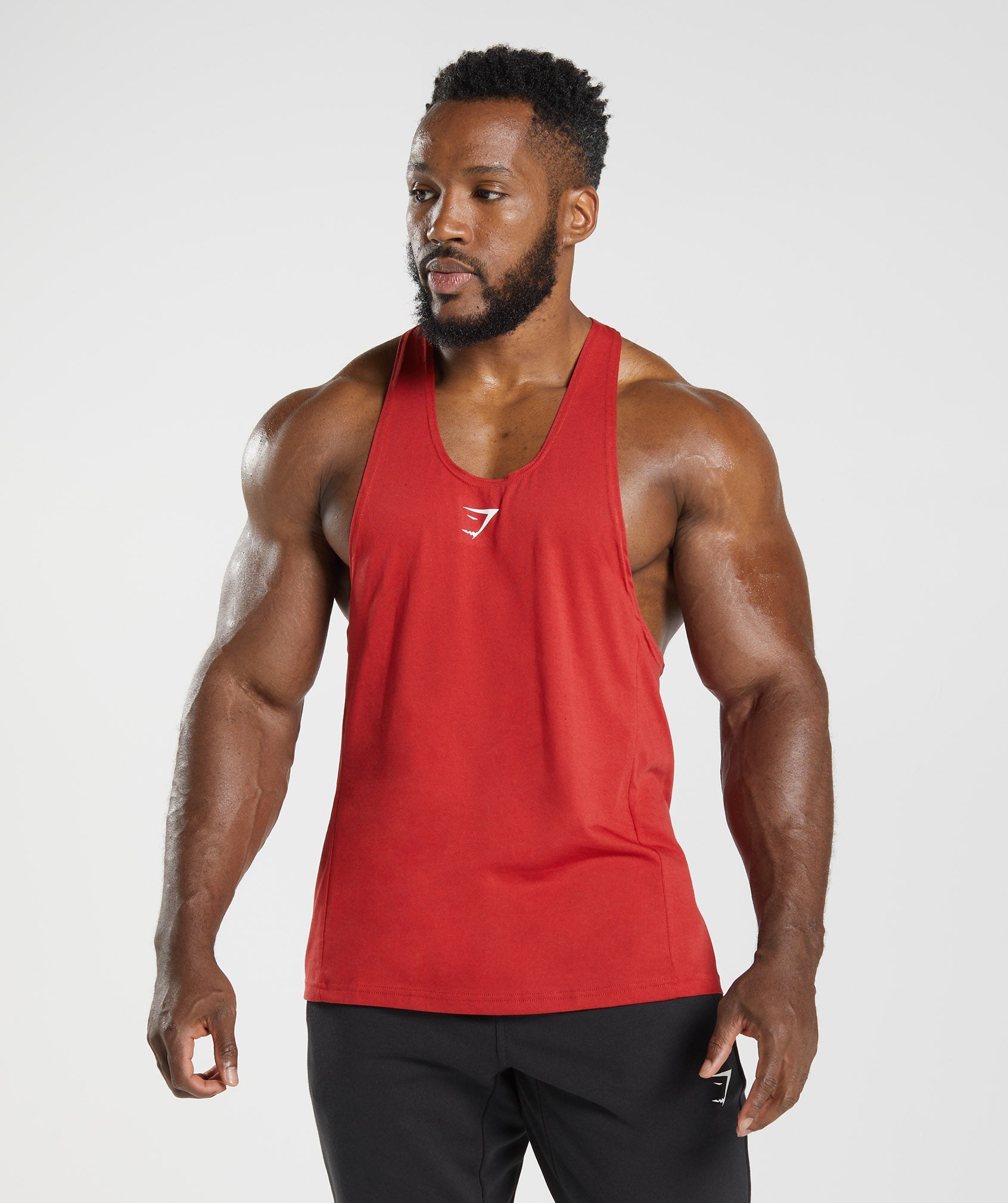 Red Men's Gymshark React Stringer Vest | XWUPQD-793