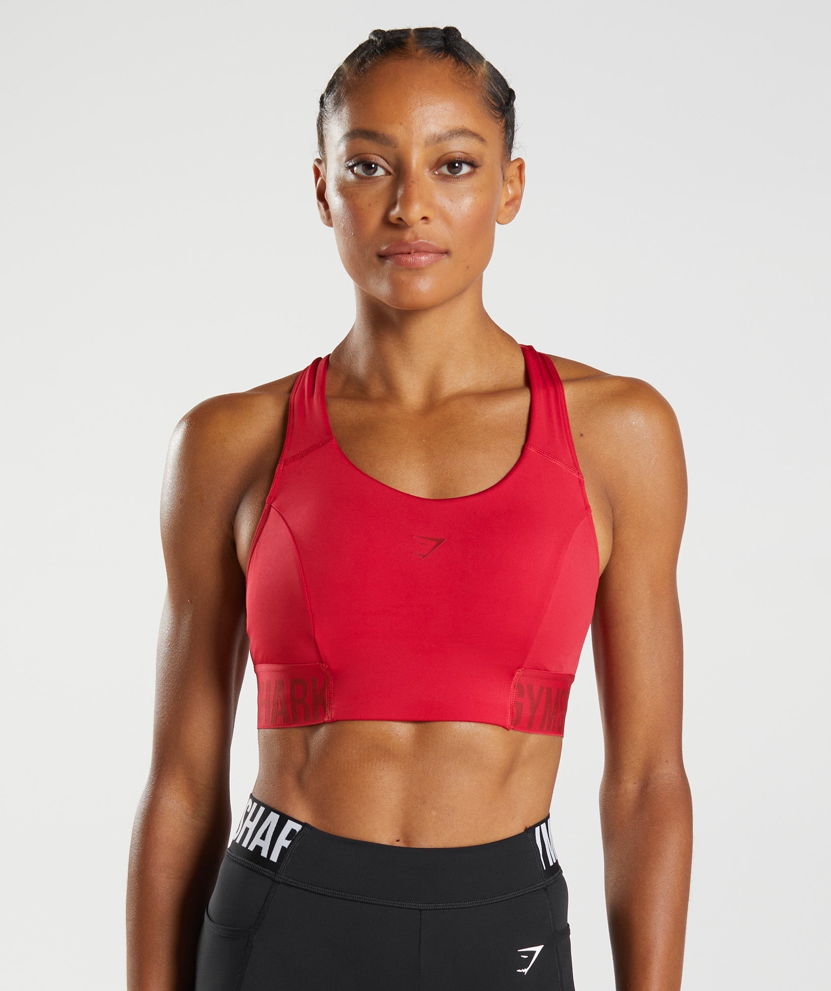 Red Women's Gymshark Training Brandmark Sports Bra | AIOYFN-903