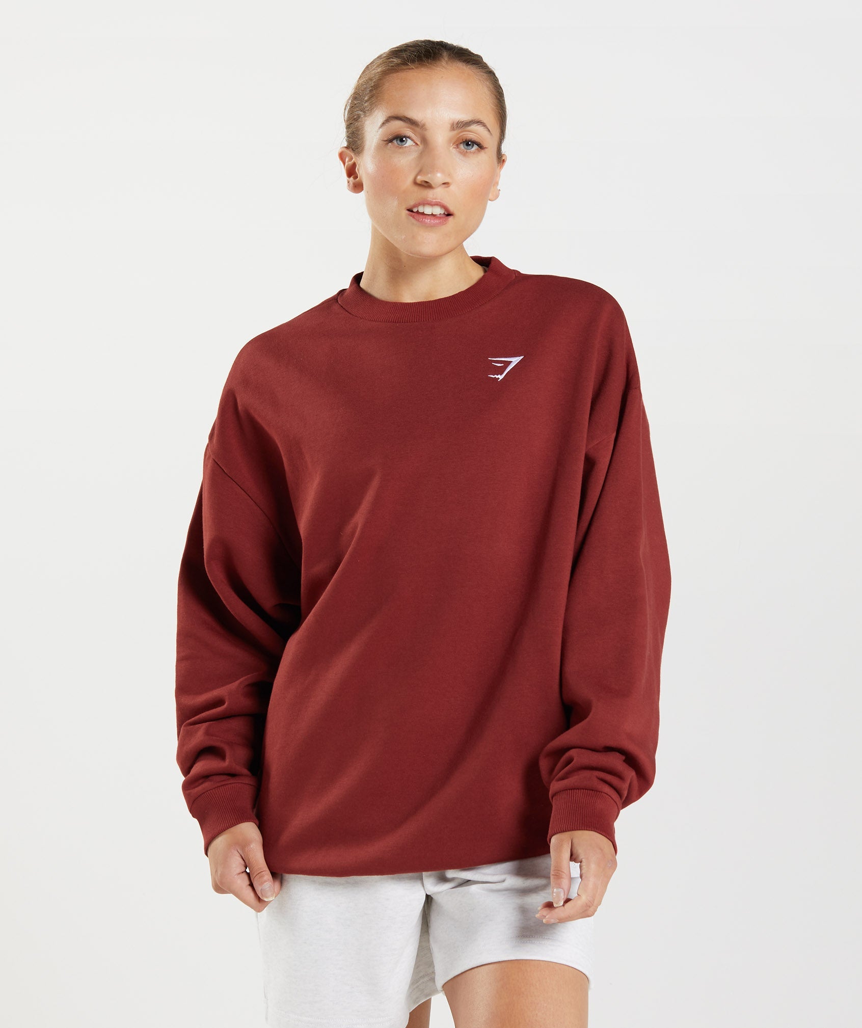 Red Women's Gymshark Training Oversized Sweatshirts | LNRQBA-512