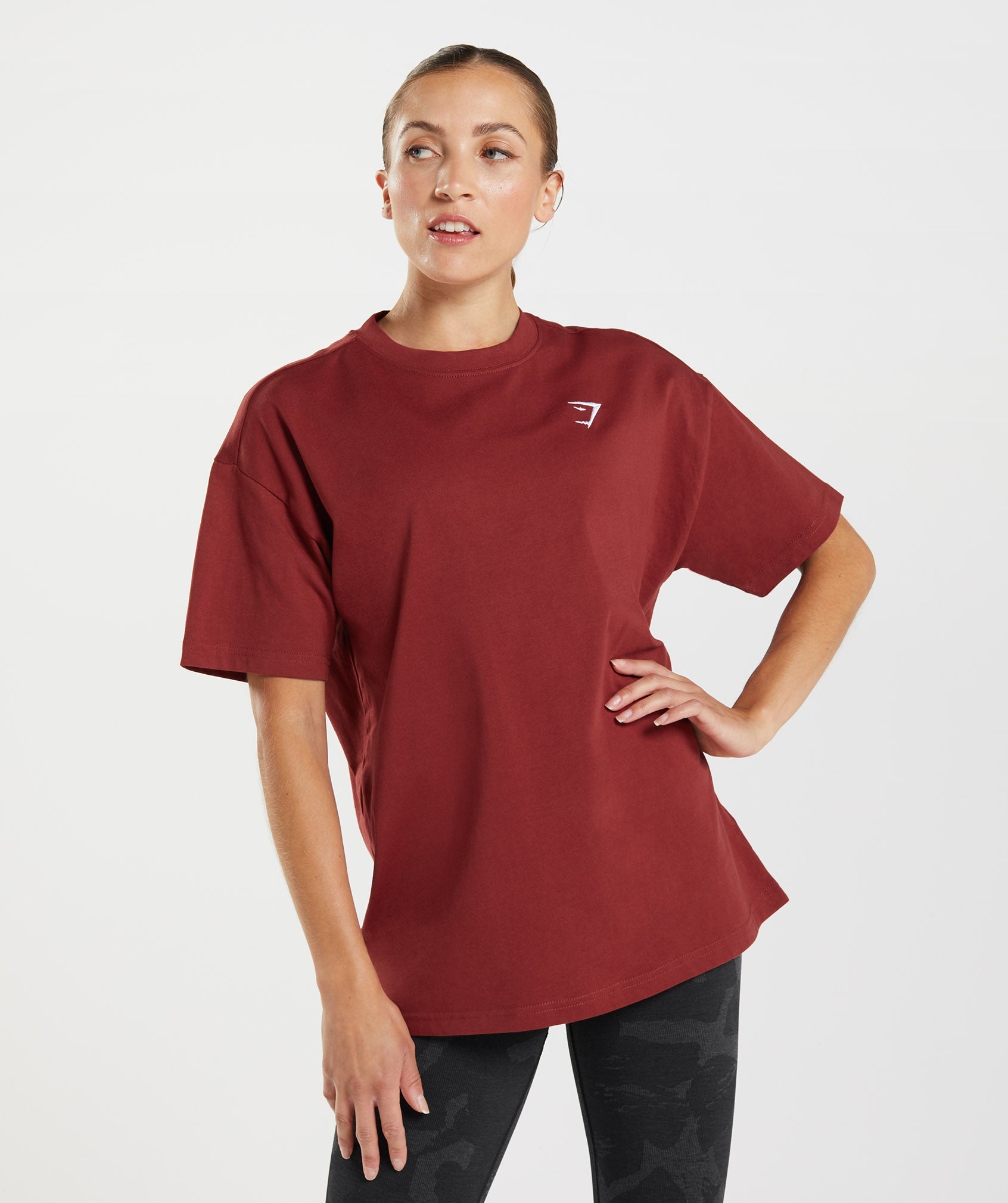 Red Women's Gymshark Training Oversized T Shirts | ZQGCTV-378