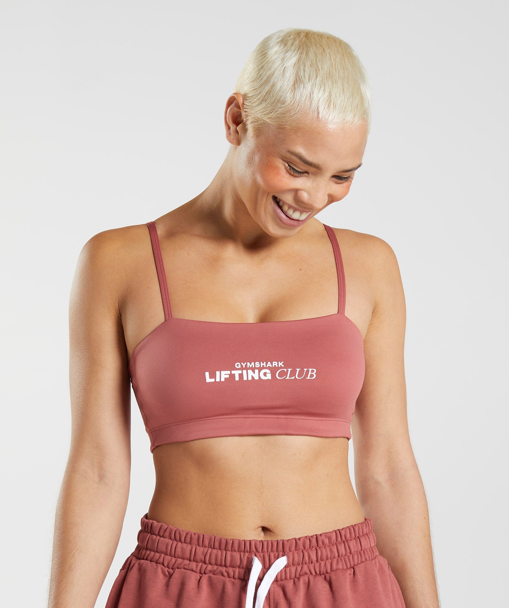 Rose Brown Women's Gymshark Social Club Bandeau Sports Bra | KUQBED-073